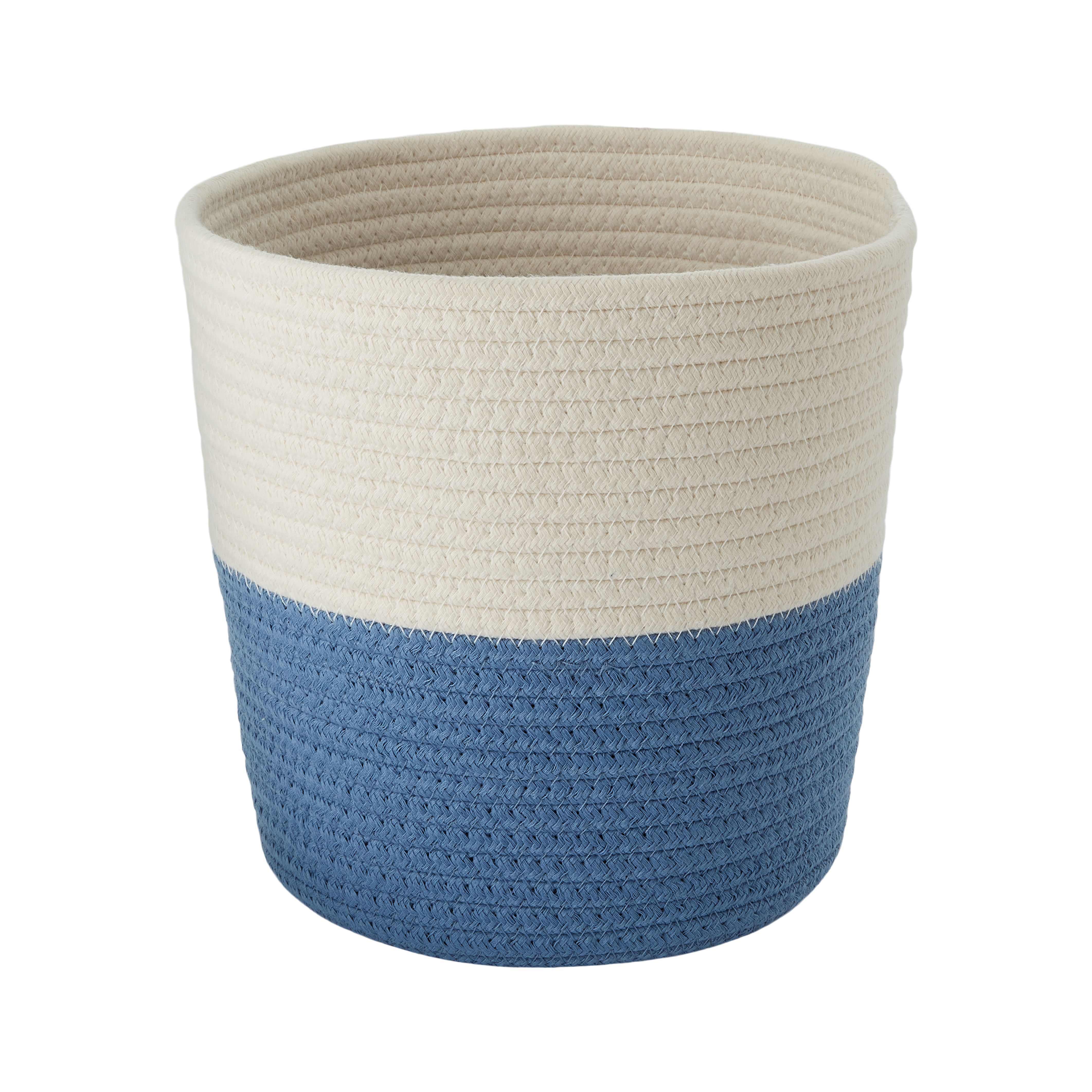 Kids at Home Kids Blue & white Polyester Nestable Storage basket (H)25cm (W)25cm (D)24cm