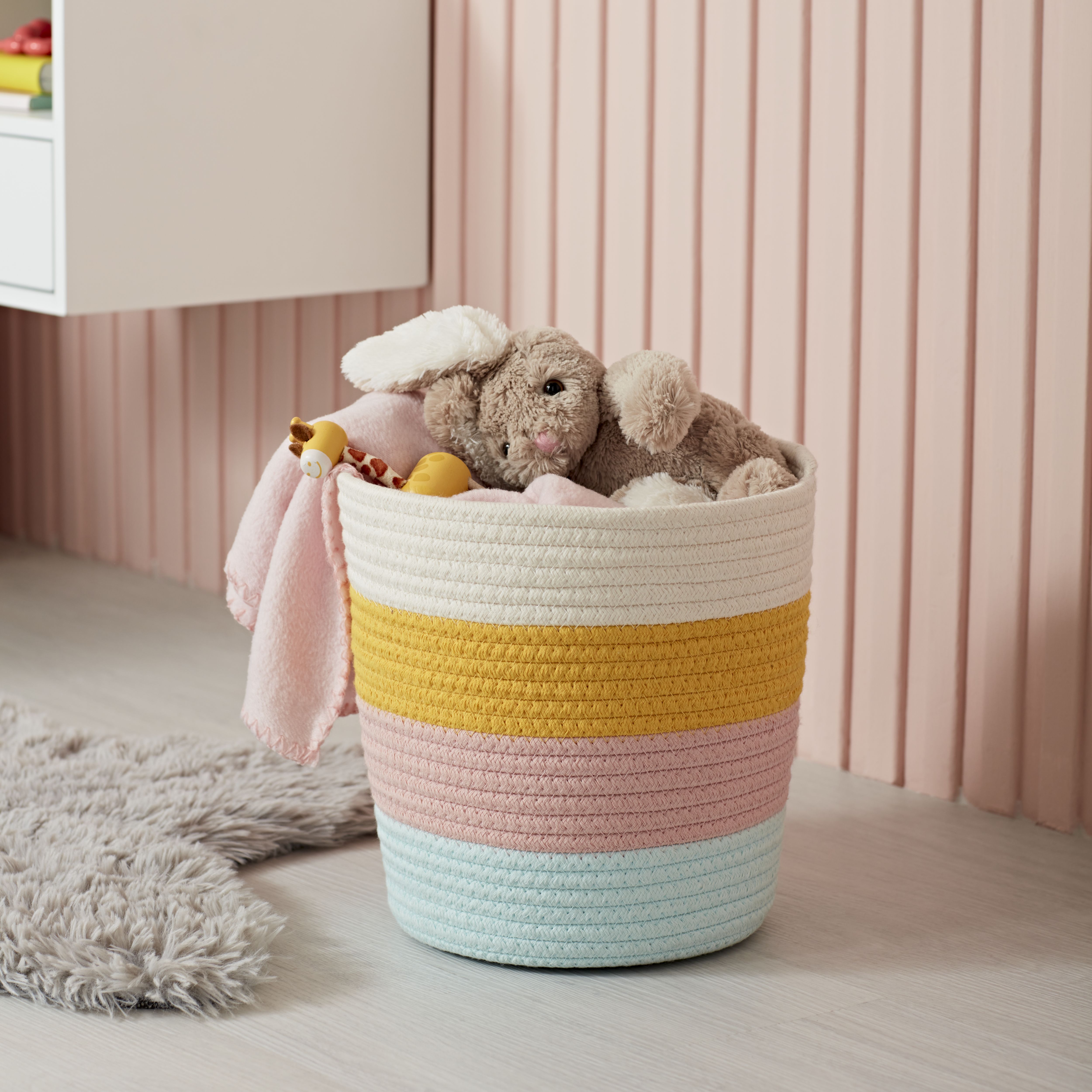 Kids at Home Kids Multicolour Polyester Nestable Storage basket (H)25cm (W)25cm (D)24cm