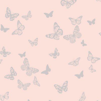Kids Colours Pink Butterfly Mica effect Embossed Wallpaper