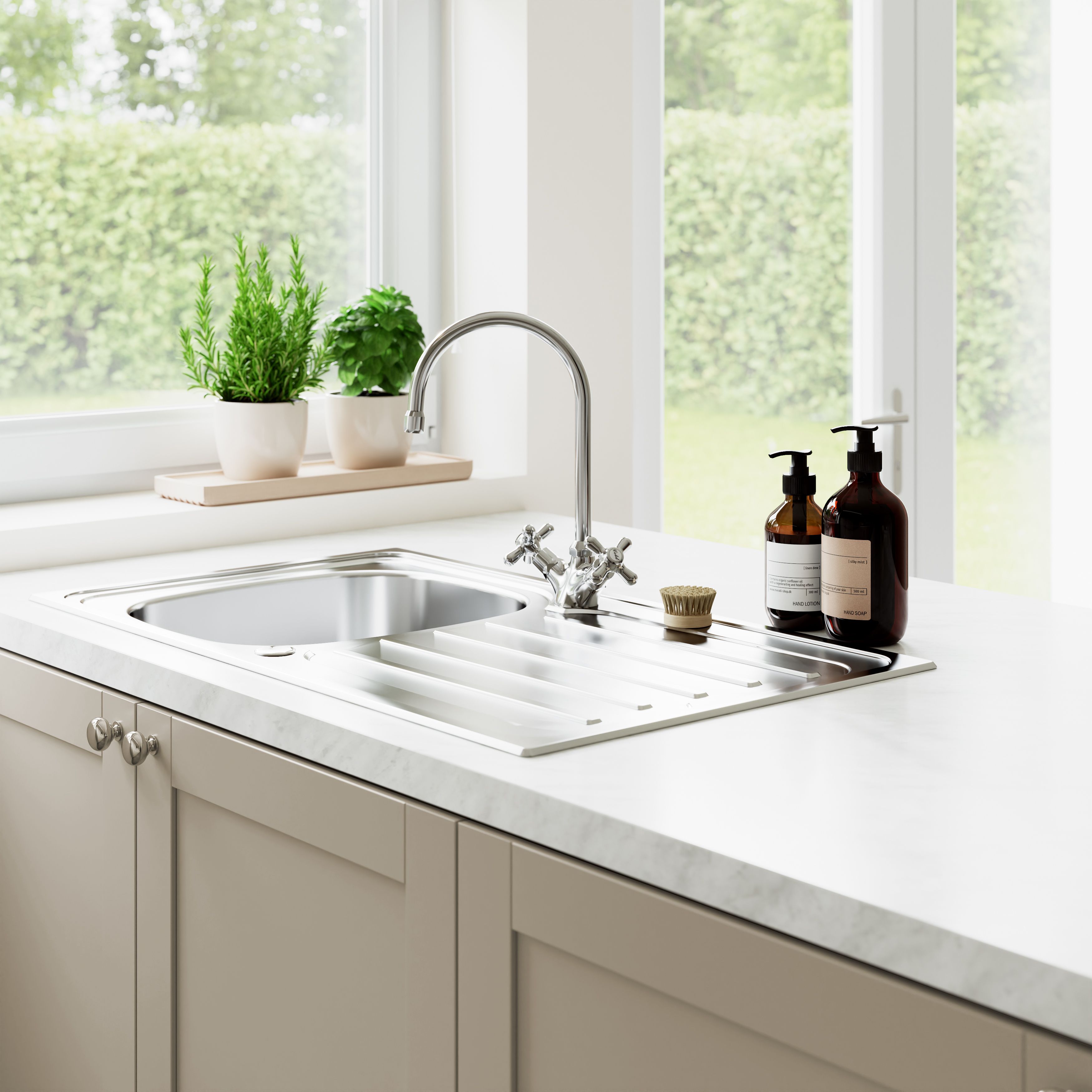 Kidson Chrome effect Kitchen Dual lever Tap
