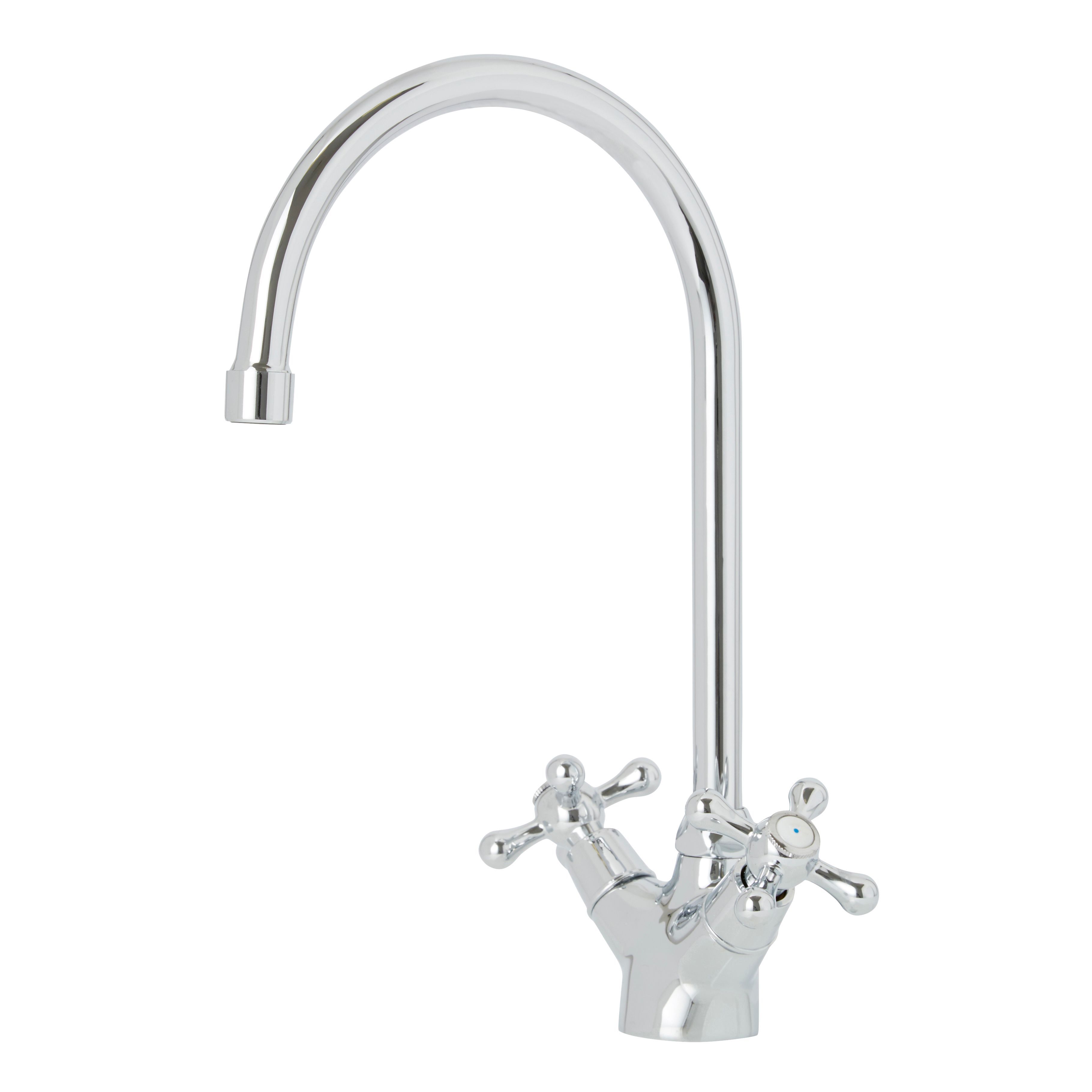 Kidson Chrome effect Kitchen Twin lever Tap