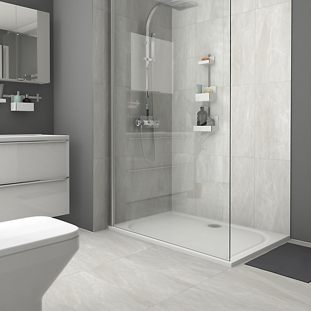 Killington Light Grey Matt Marble, Grey Bathroom Tiles B Q