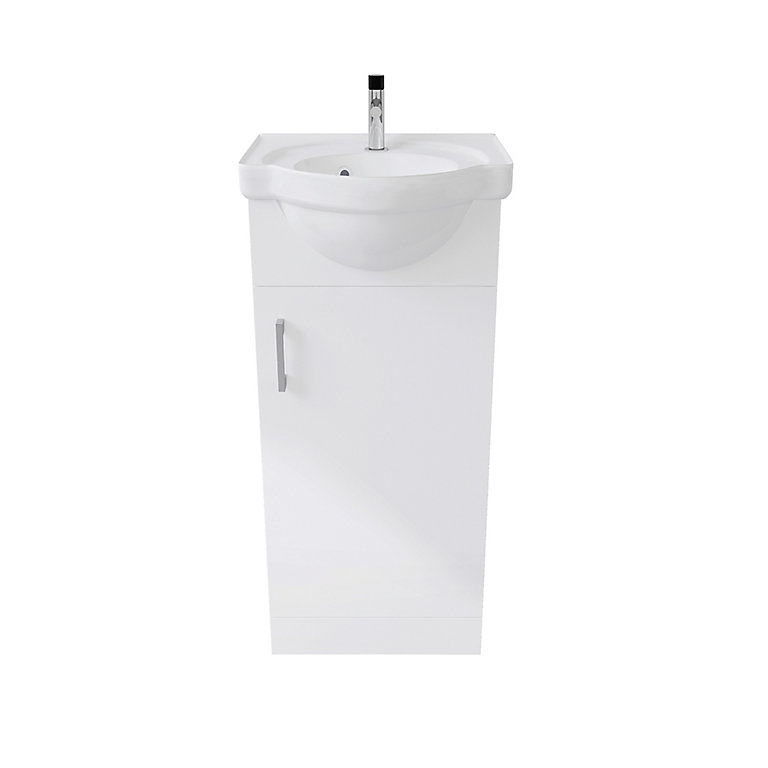 Kimbridge Gloss White Freestanding, Double Sink Vanity Unit B Q