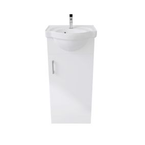 Kimbridge Gloss White Freestanding Cloakroom vanity unit & basin set (W)410mm (H)880mm
