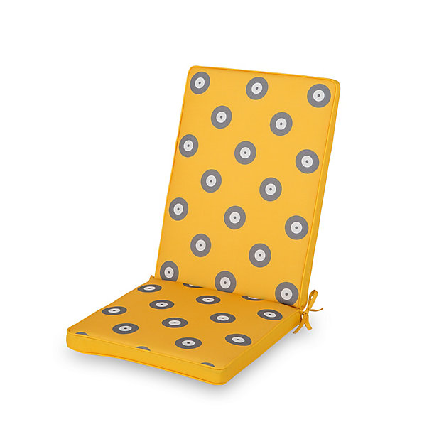 Kinaros Grey Yellow Spot High Back Seat Cushion Diy At B Q - B Q Garden Furniture Cushion Covers