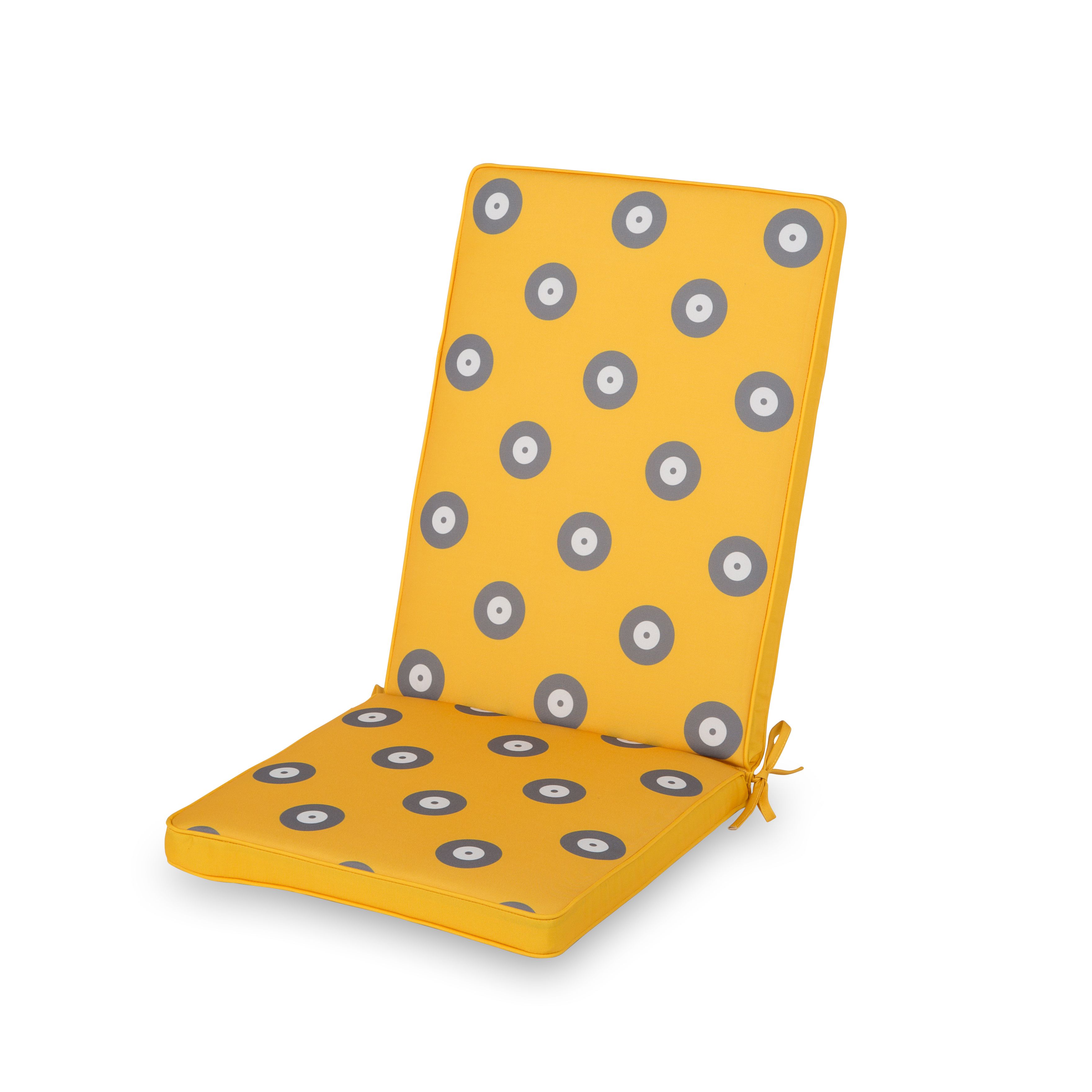 Kinaros Grey & yellow Spot High back seat cushion DIY at B&Q