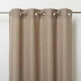 Kippens Beige Plain Unlined Eyelet Voile curtain (W)140cm (L)260cm, Single