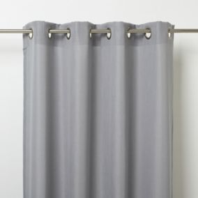 Kippens Grey Plain Unlined Eyelet Voile curtain (W)140cm (L)260cm, Single
