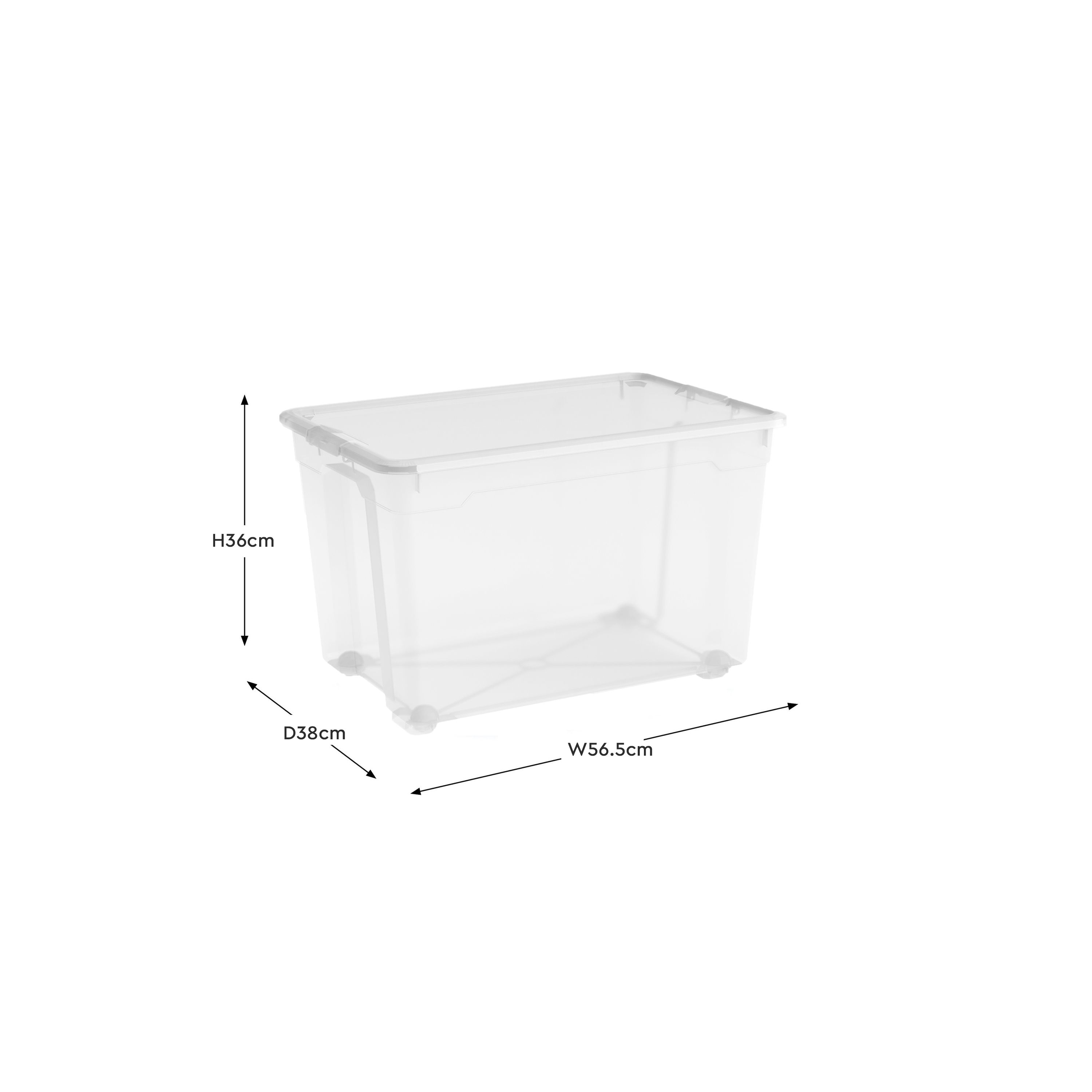 Kis R Box Clear 57L XL Stackable Wheeled Storage box with Lid