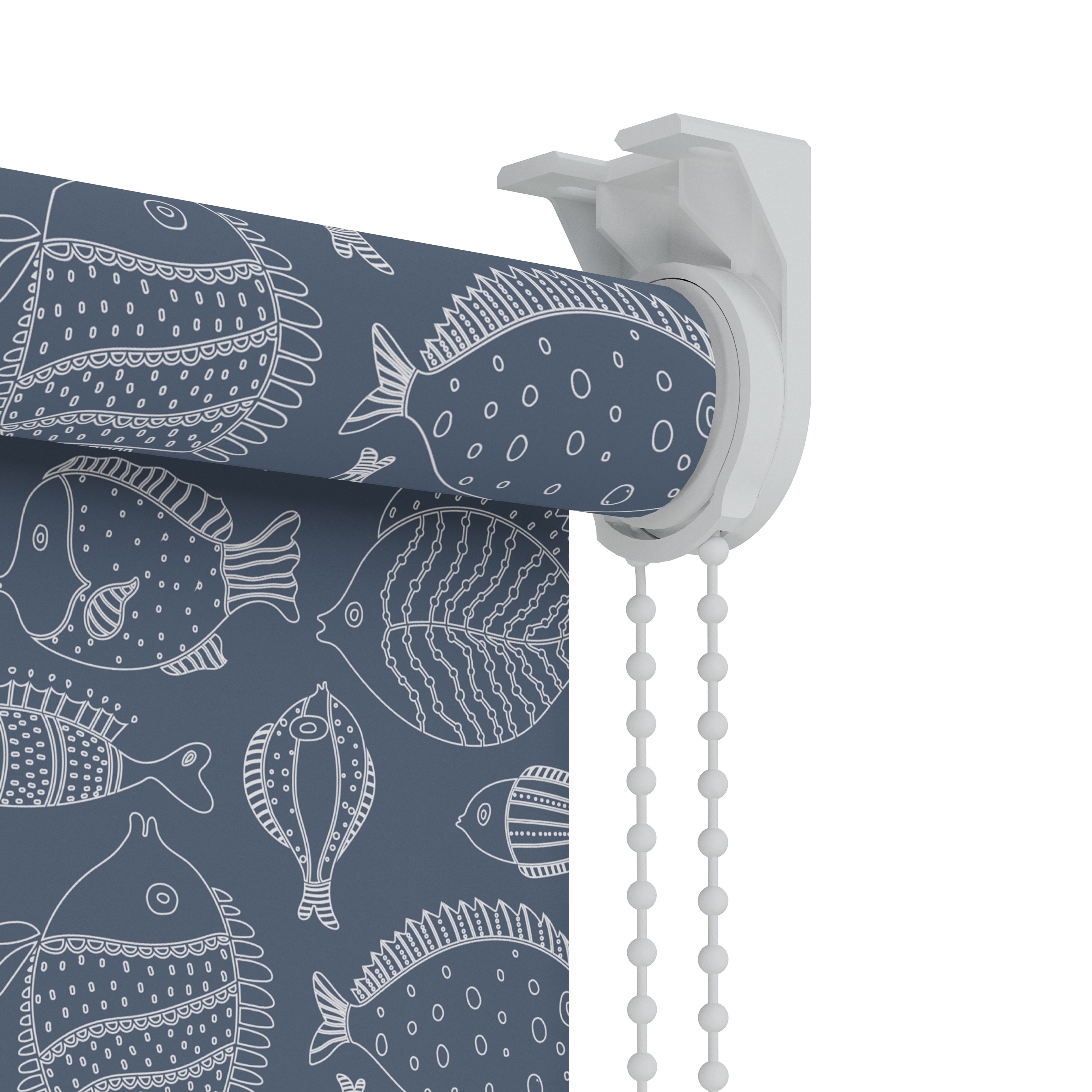 Buy Kitchen & bathroom blinds Corded Fish print navy Blackout Roller