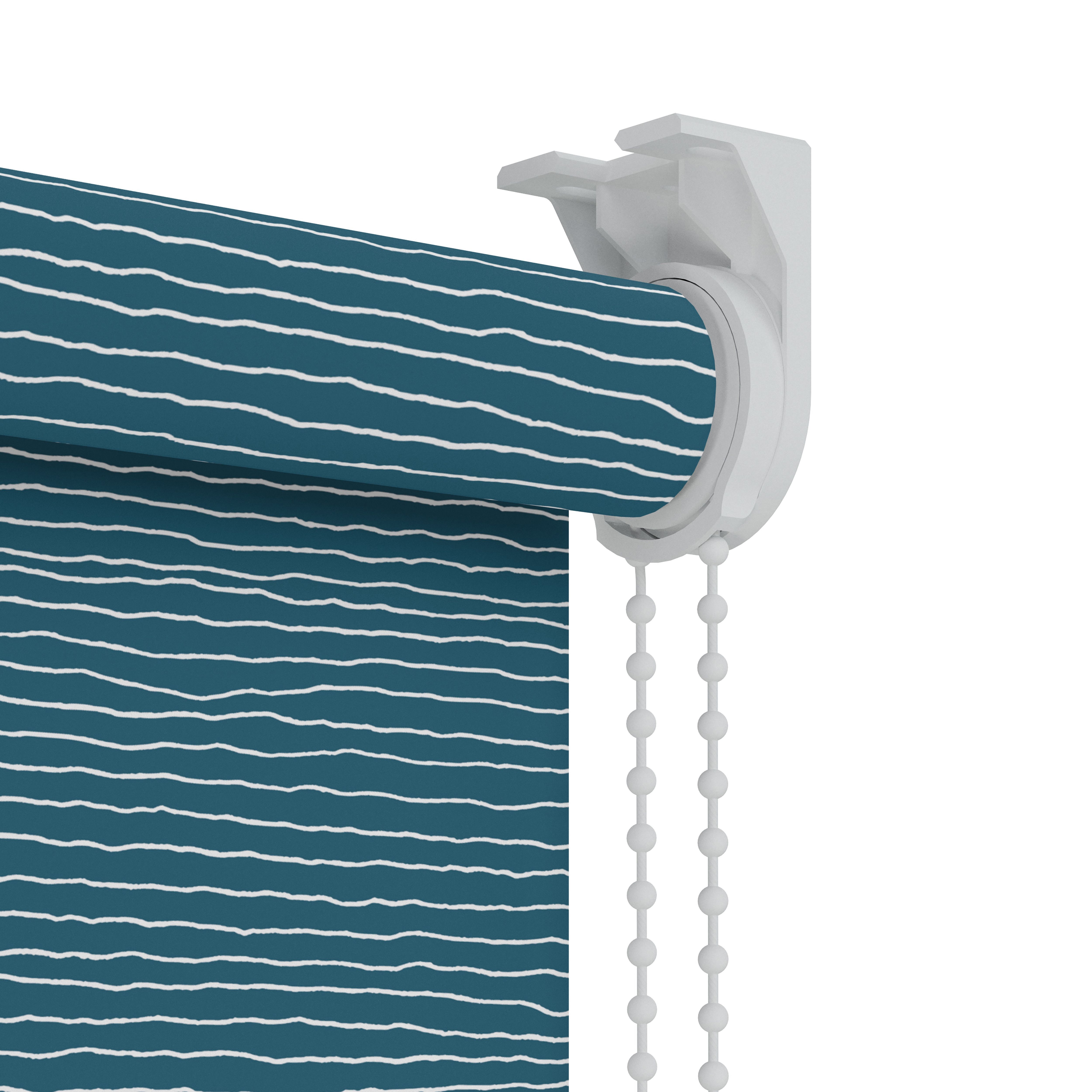 Kitchen & bathroom blinds Corded Stripe print navy Blackout Roller Blind (W)90cm (L)180cm