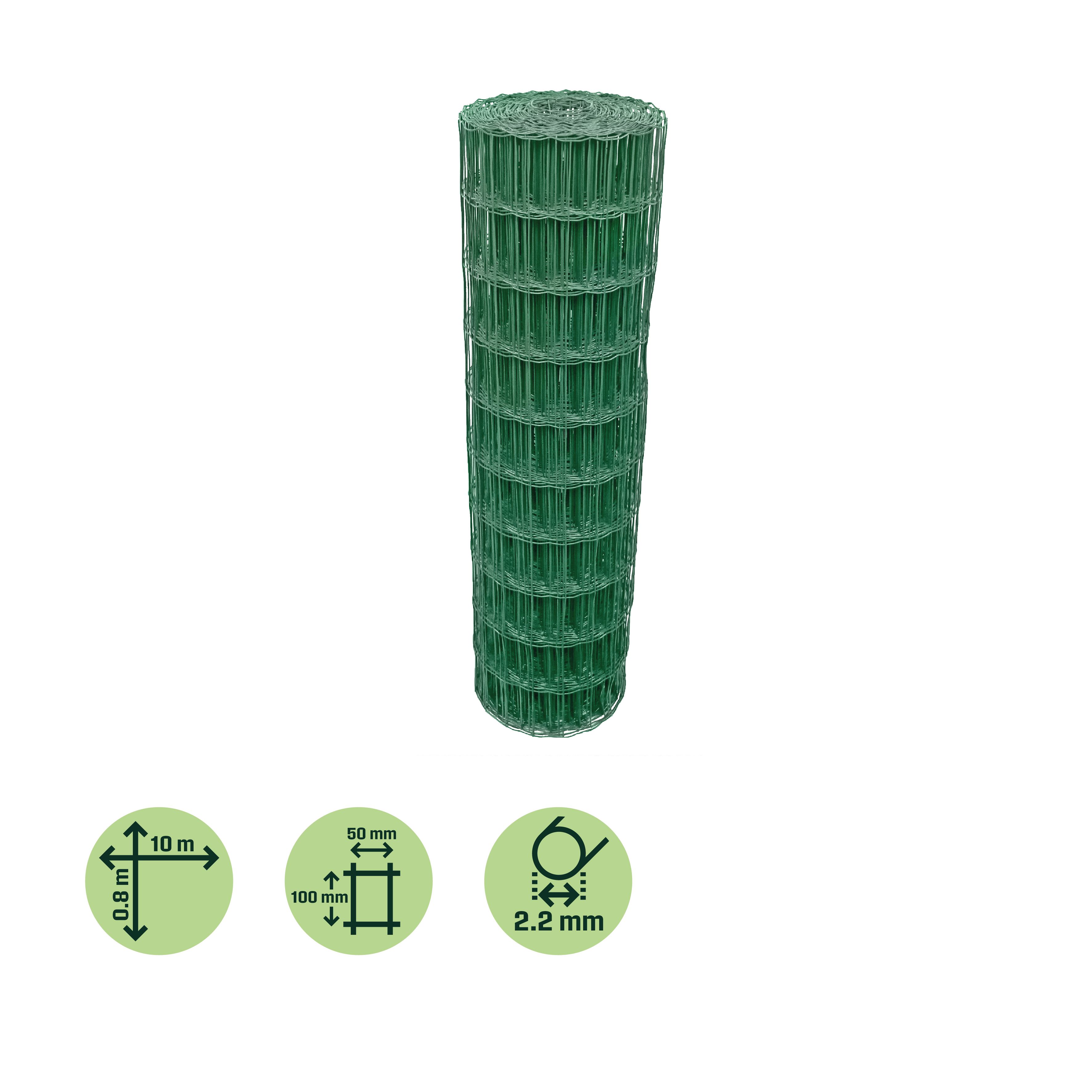 Klikstrom 50x100mm PVC-coated Wire mesh roll, (L)10m (H)0.8m