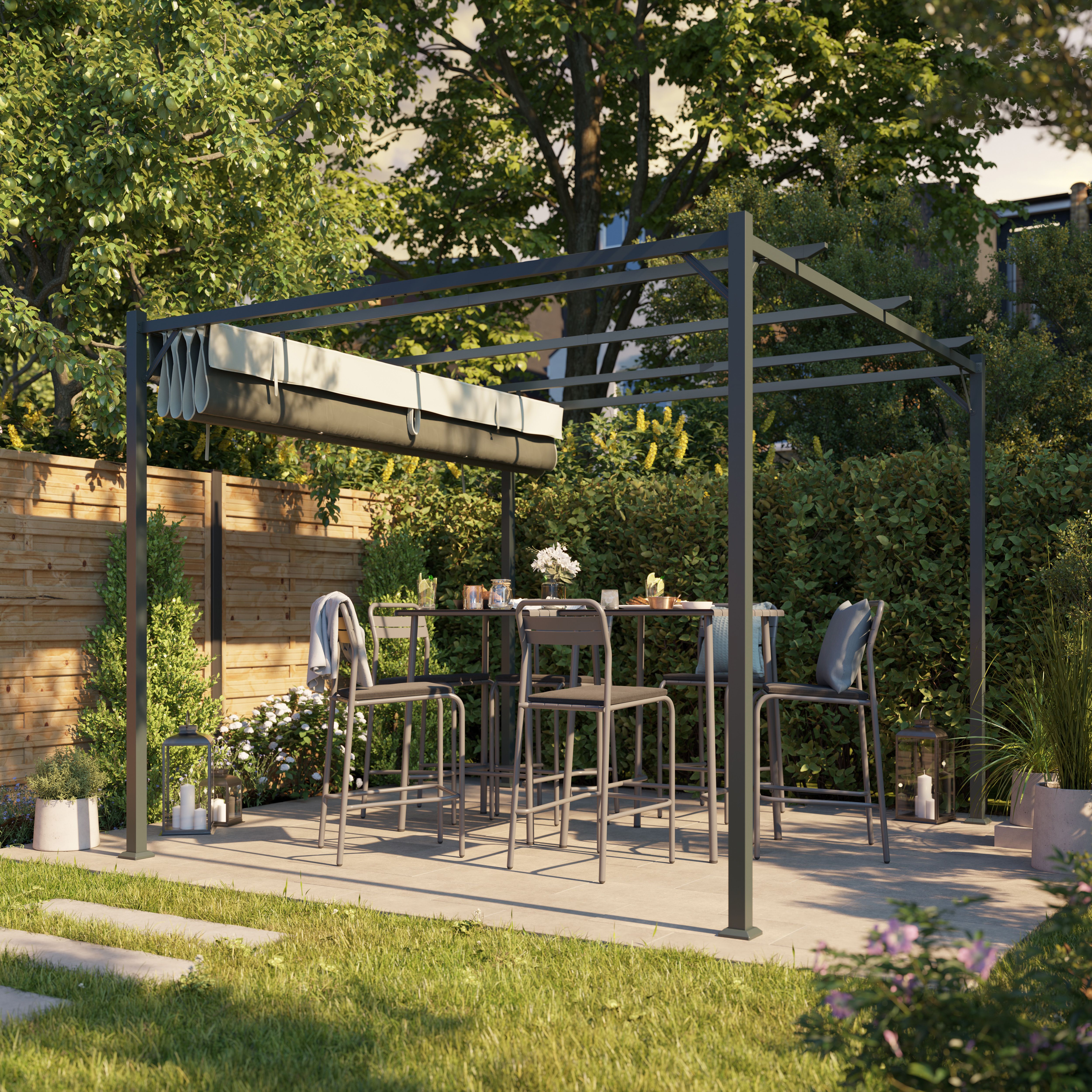 Klikstrom Alizé Square Pergola, (W)3m x (D)2.9m x (H)2.33m