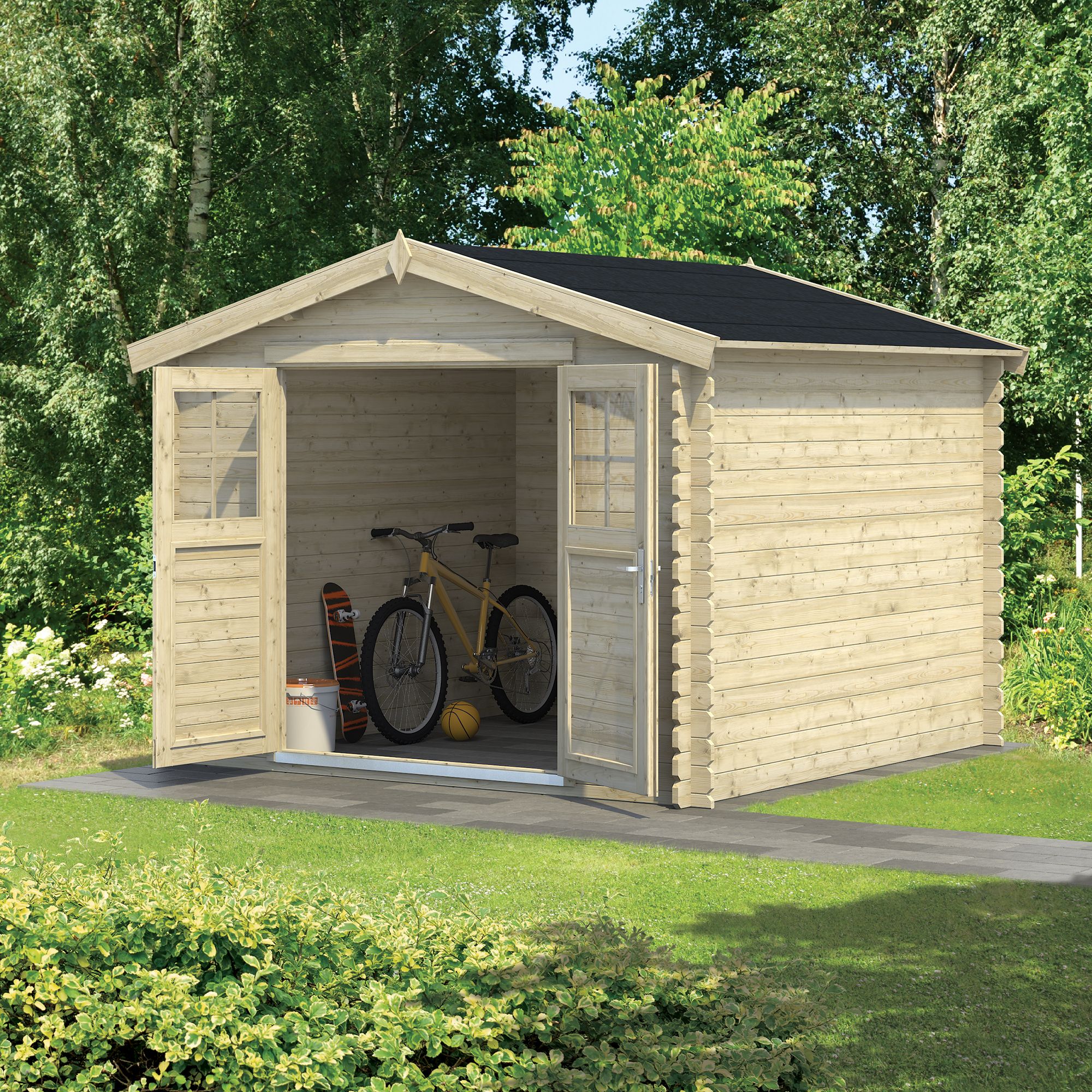 Klikstrom Belaïa 9x9 ft Apex Wooden 2 door Shed & 2 windows