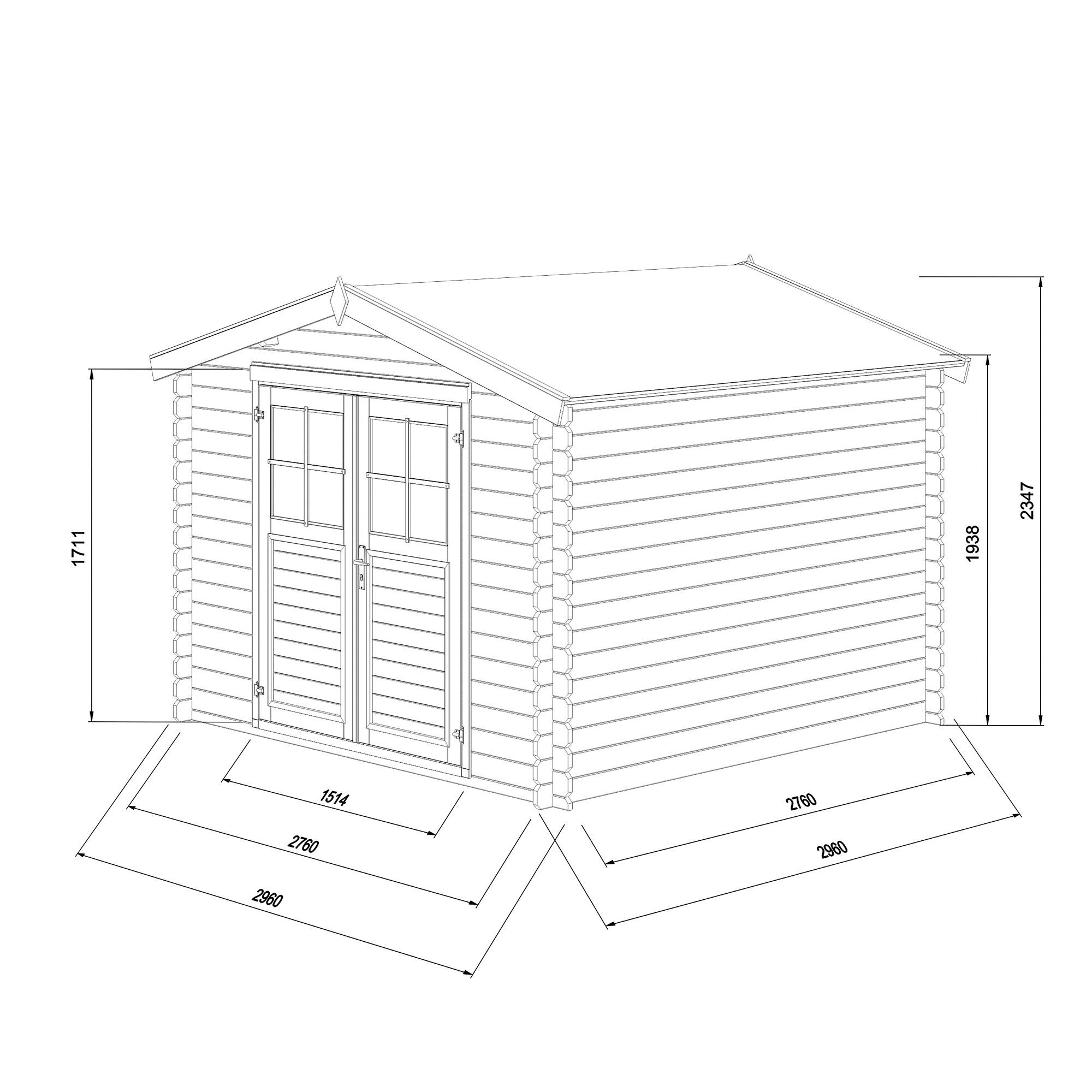 Klikstrom Belaïa 9x9 ft Apex Wooden 2 door Shed & 2 windows