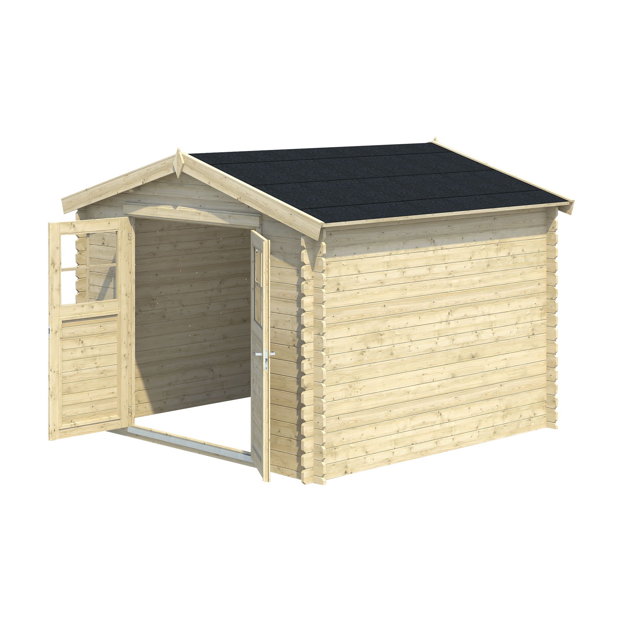 Klikstrom Belaïa 9x9 ft Apex Wooden 2 door Shed & 2 windows