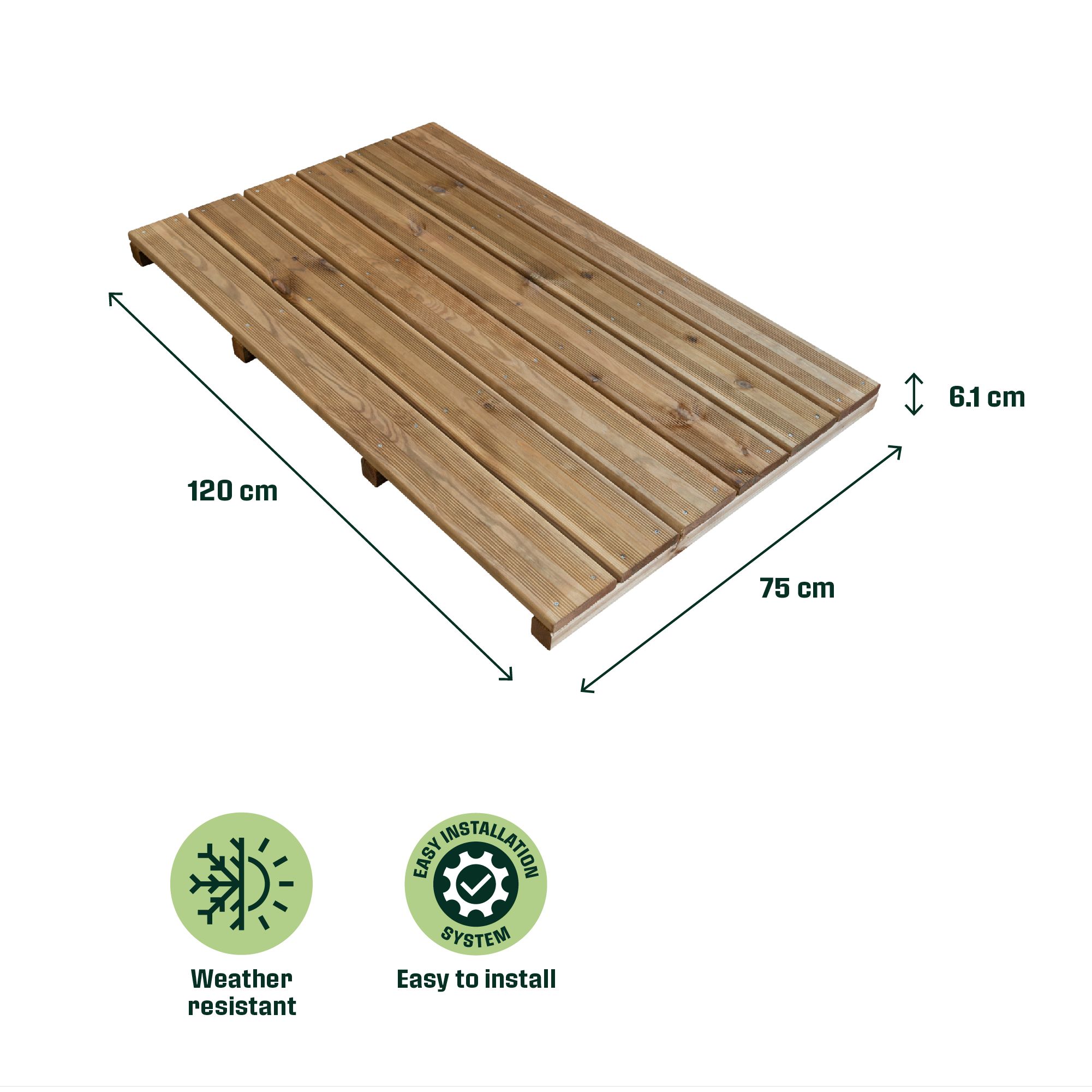 Klikstrom Halden Brown Deck tile (L)120cm (W)75cm (T)61mm