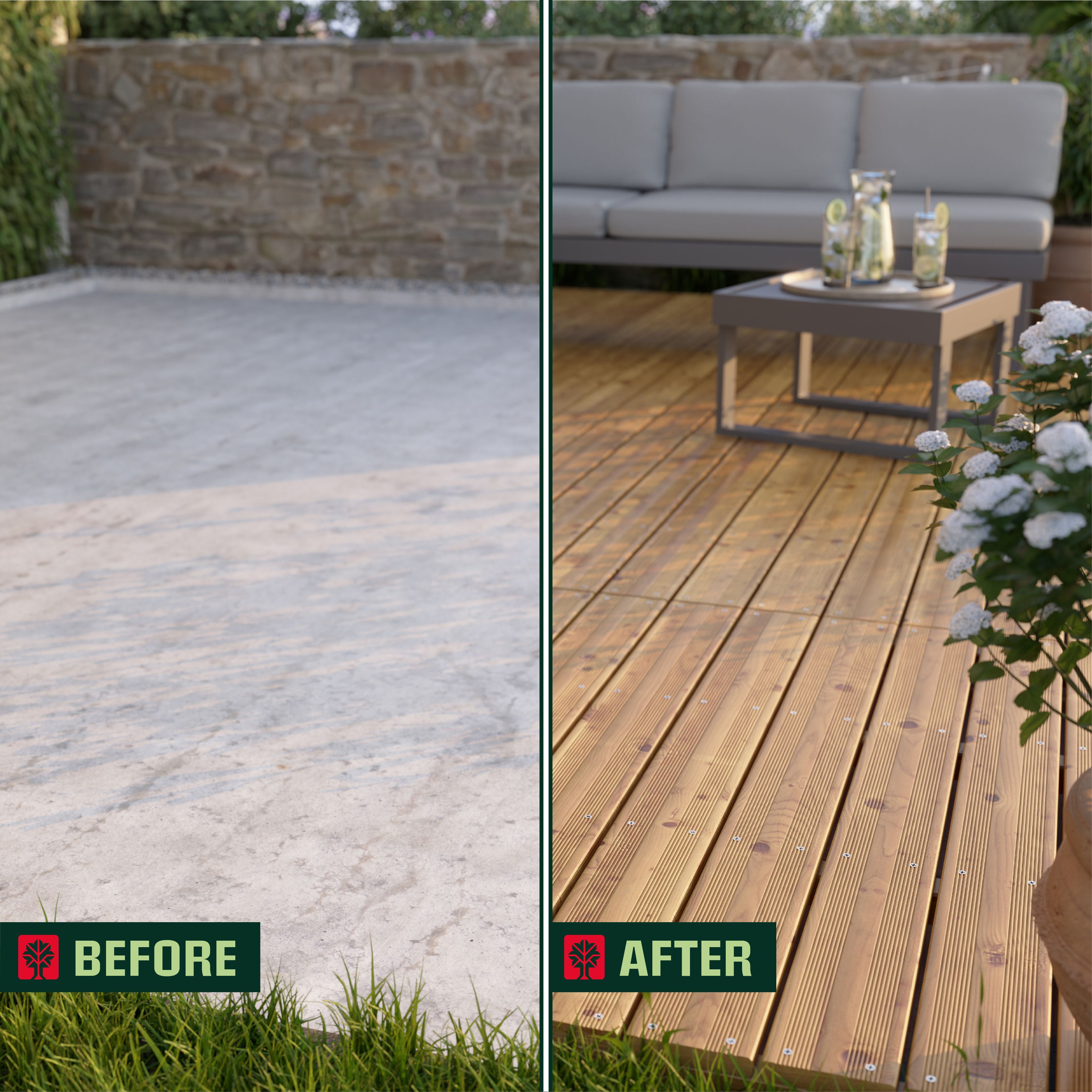Klikstrom Halden Brown Deck tile (L)120cm (W)75cm (T)61mm