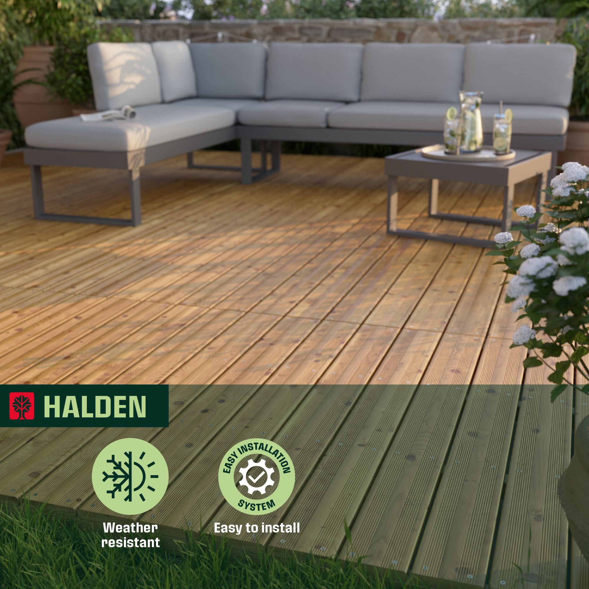 Klikstrom Halden Brown Deck tile (L)120cm (W)75cm (T)61mm