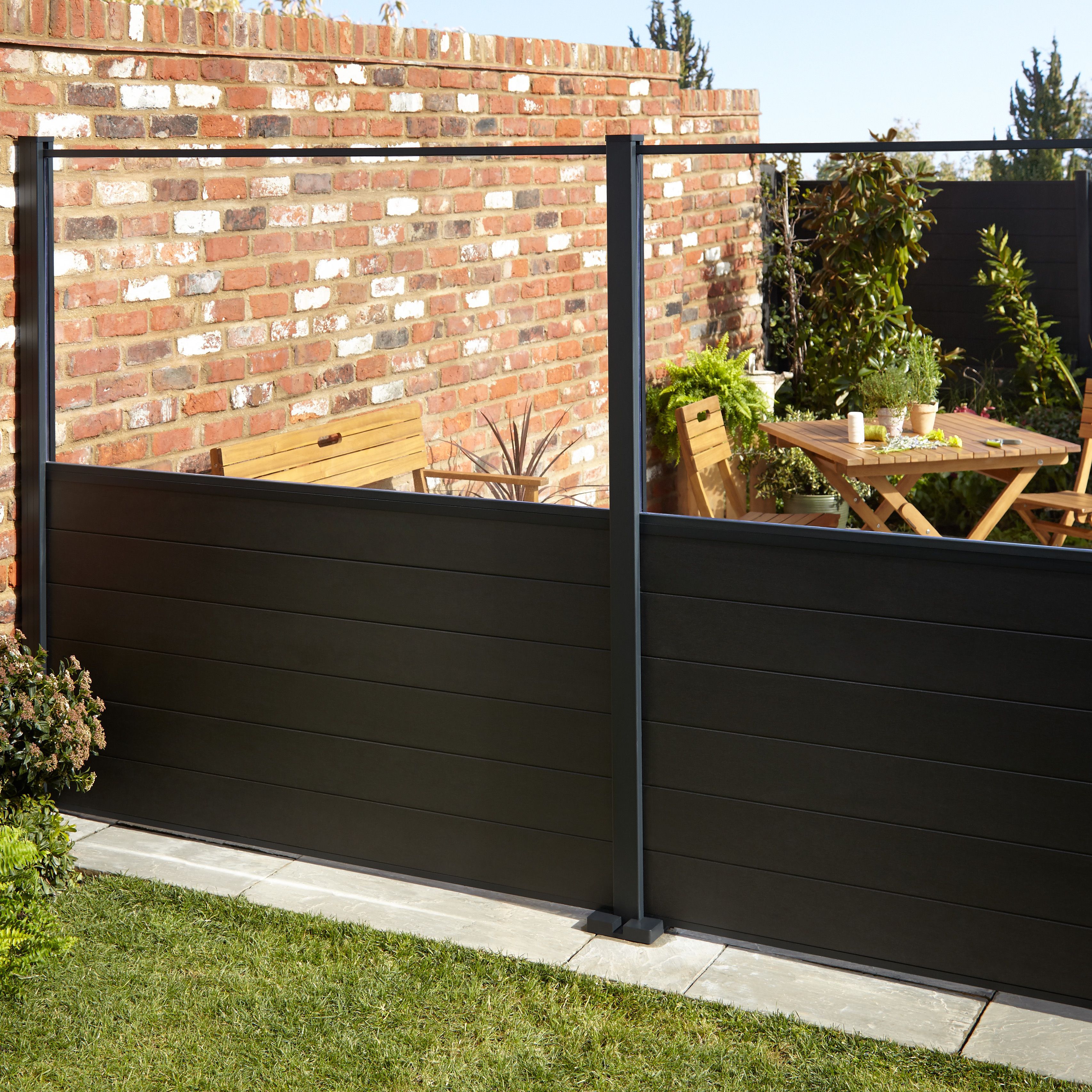 Klikstrom Neva Contemporary Gris anthracite Metal 1/2 fence panel (W)1.79m (H)0.88m