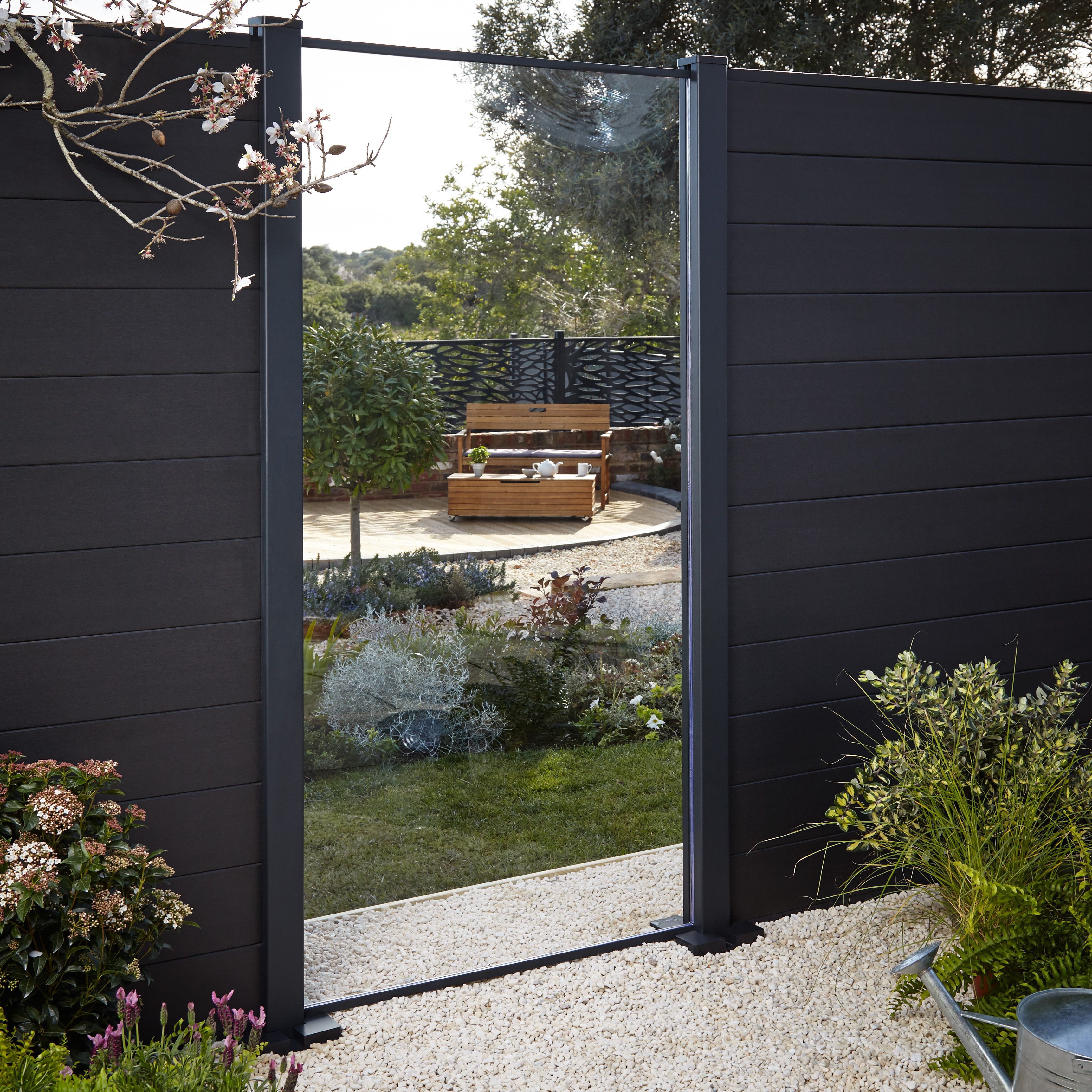 Klikstrom Neva Contemporary Gris anthracite Metal 1/2 fence panel (W)1.79m (H)0.88m