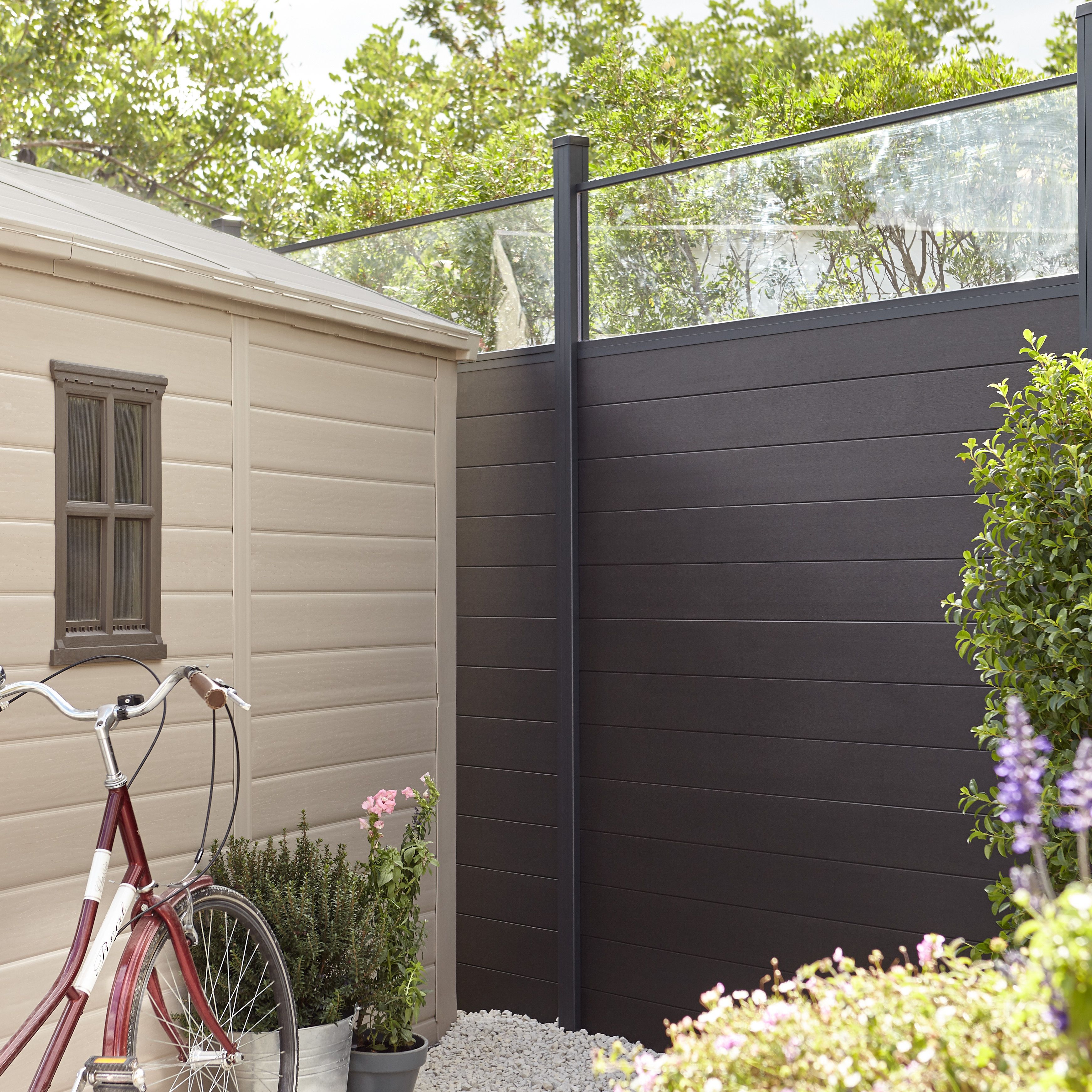 Klikstrom Neva Contemporary Untreated Transparent Metal 1/4 fence panel (W)1.79m (H)0.44m