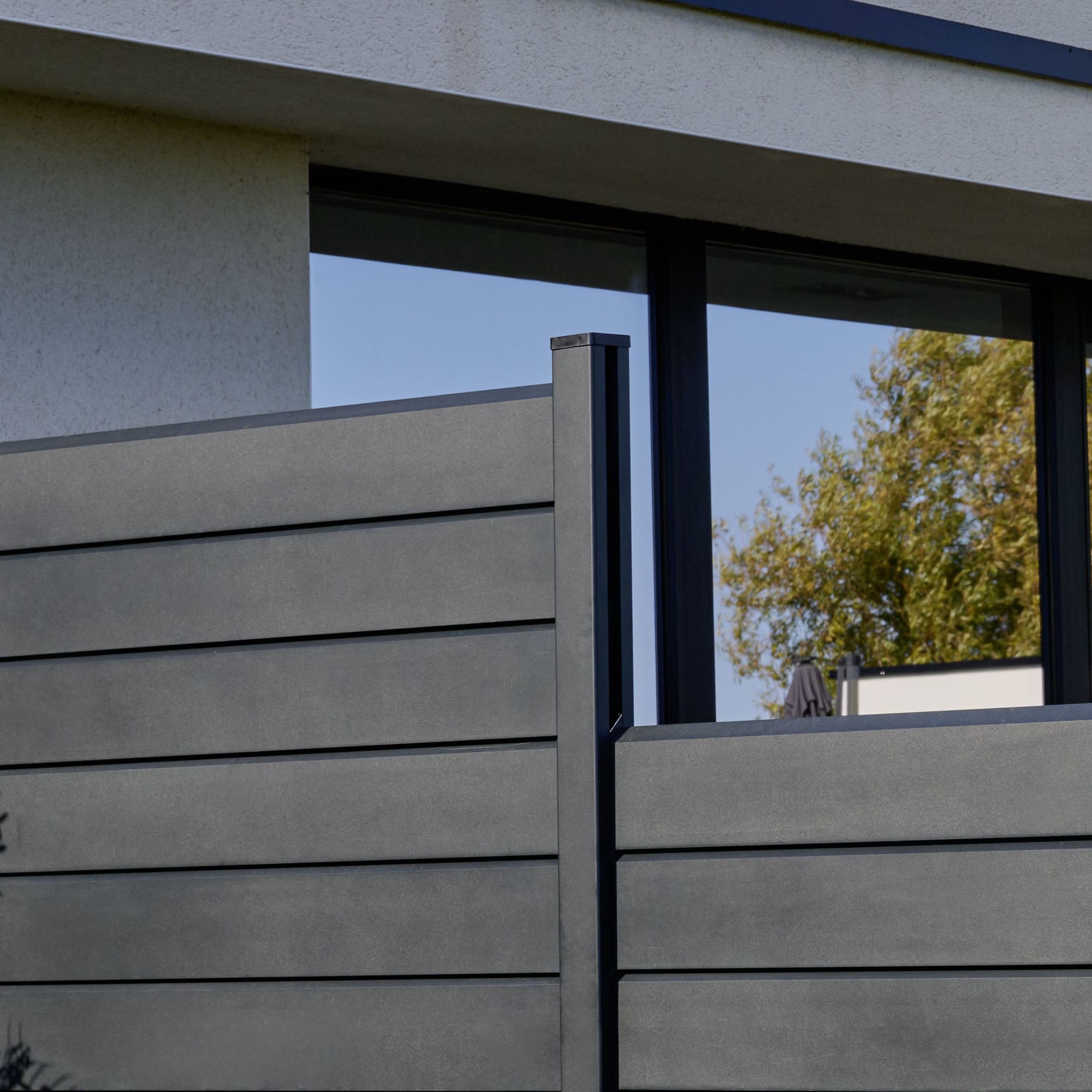 Klikstrom Neva Dark grey Slotted Square Metal Fence post (H)1.39m (W)70mm