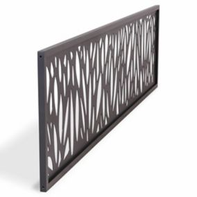 Klikstrom Neva Leaf Untreated Dark grey Metal 1/4 fence panel (W)1.79m (H)0.44m