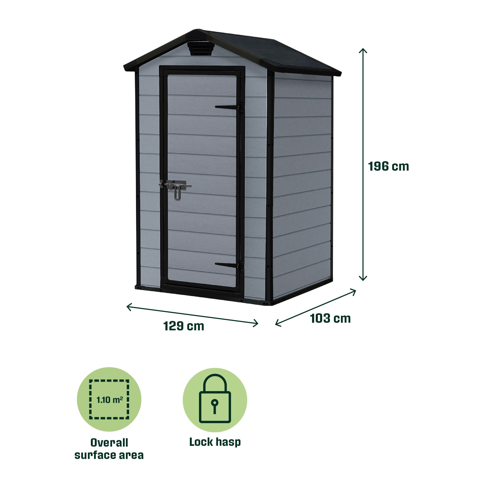 Klikstrom Senner 4x3 ft Apex Grey Resin Shed with floor (Windowless)