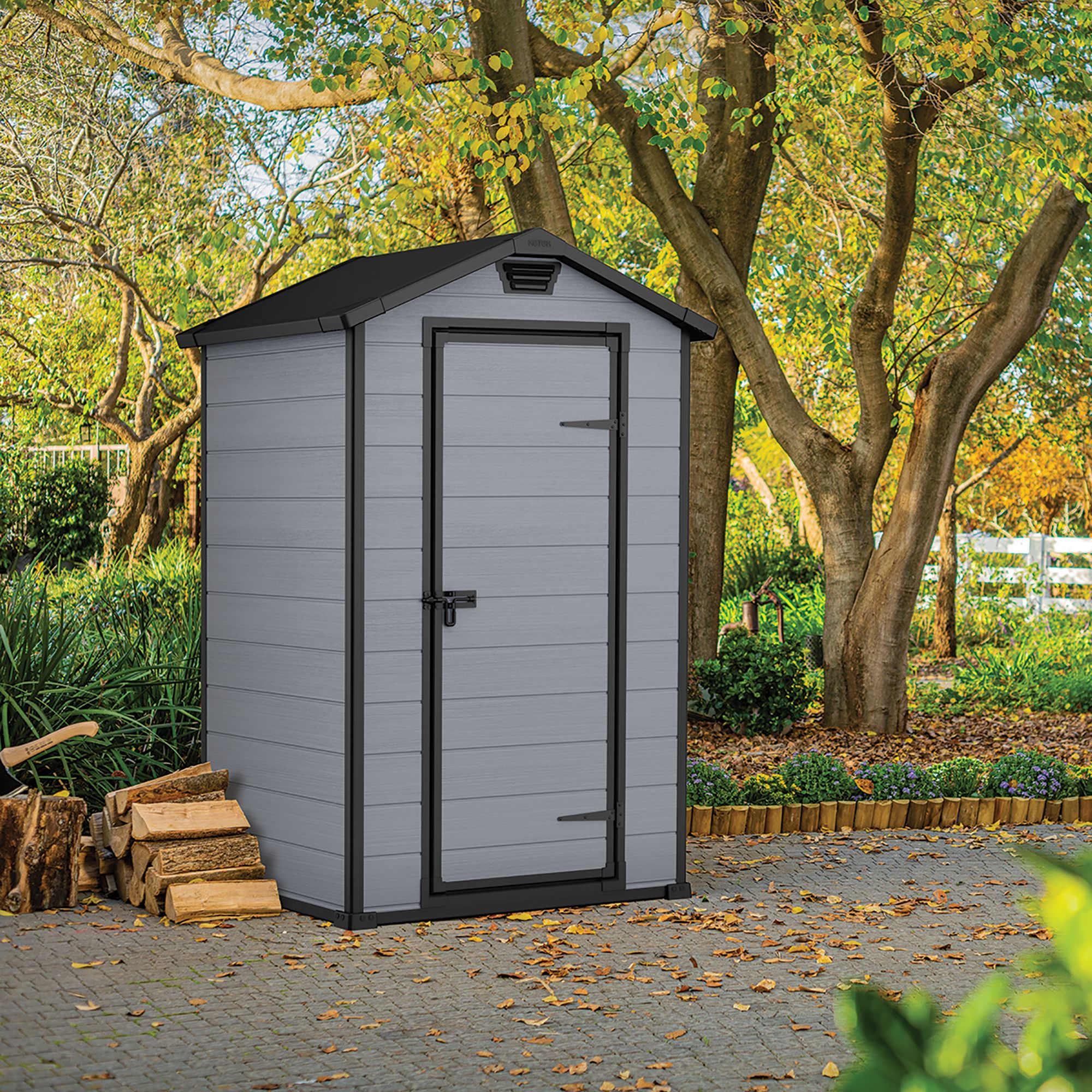 Klikstrom Senner 4x3 ft Apex Grey Resin Shed with floor (Windowless)