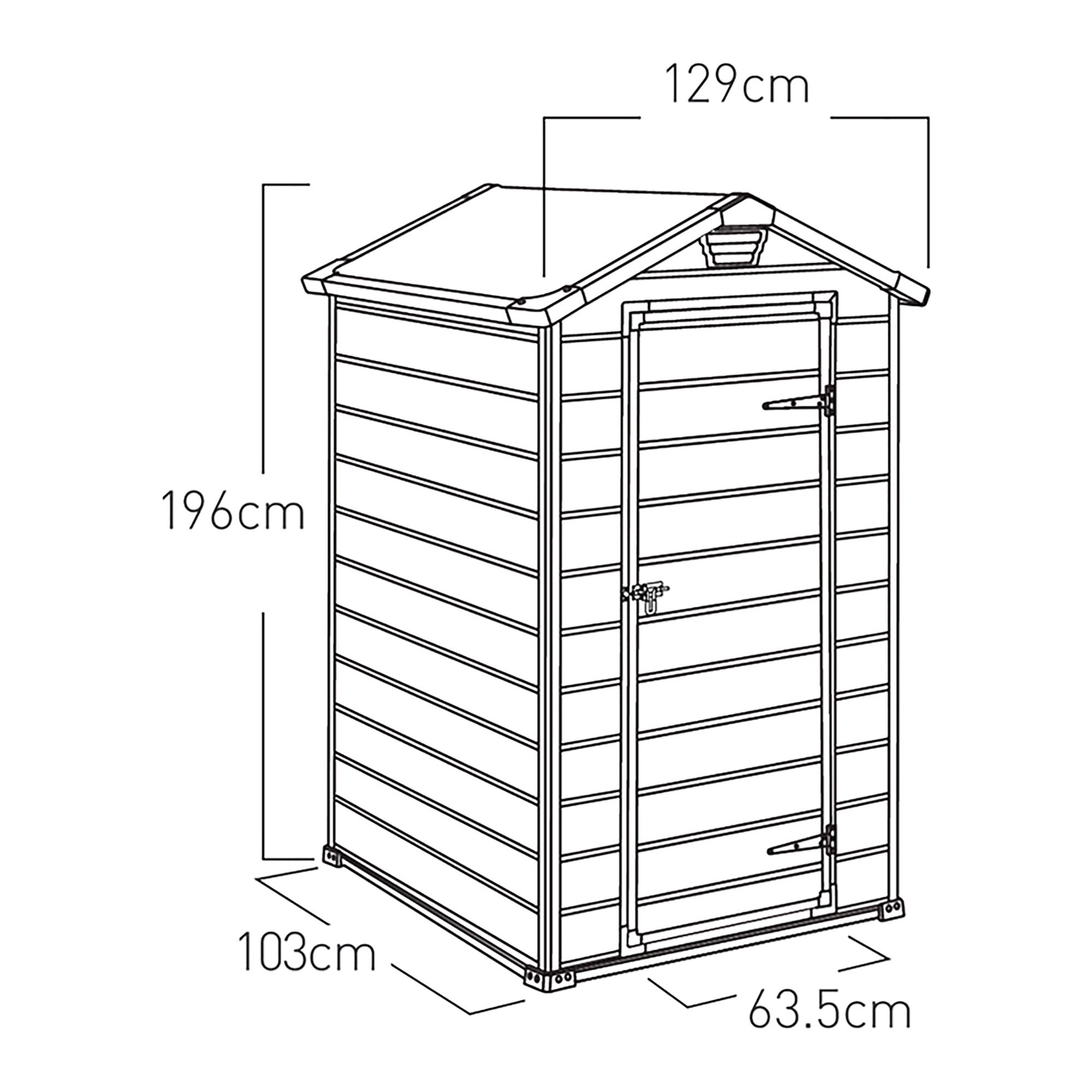 Klikstrom Senner 4x3 ft Apex Grey Resin Shed with floor (Windowless)