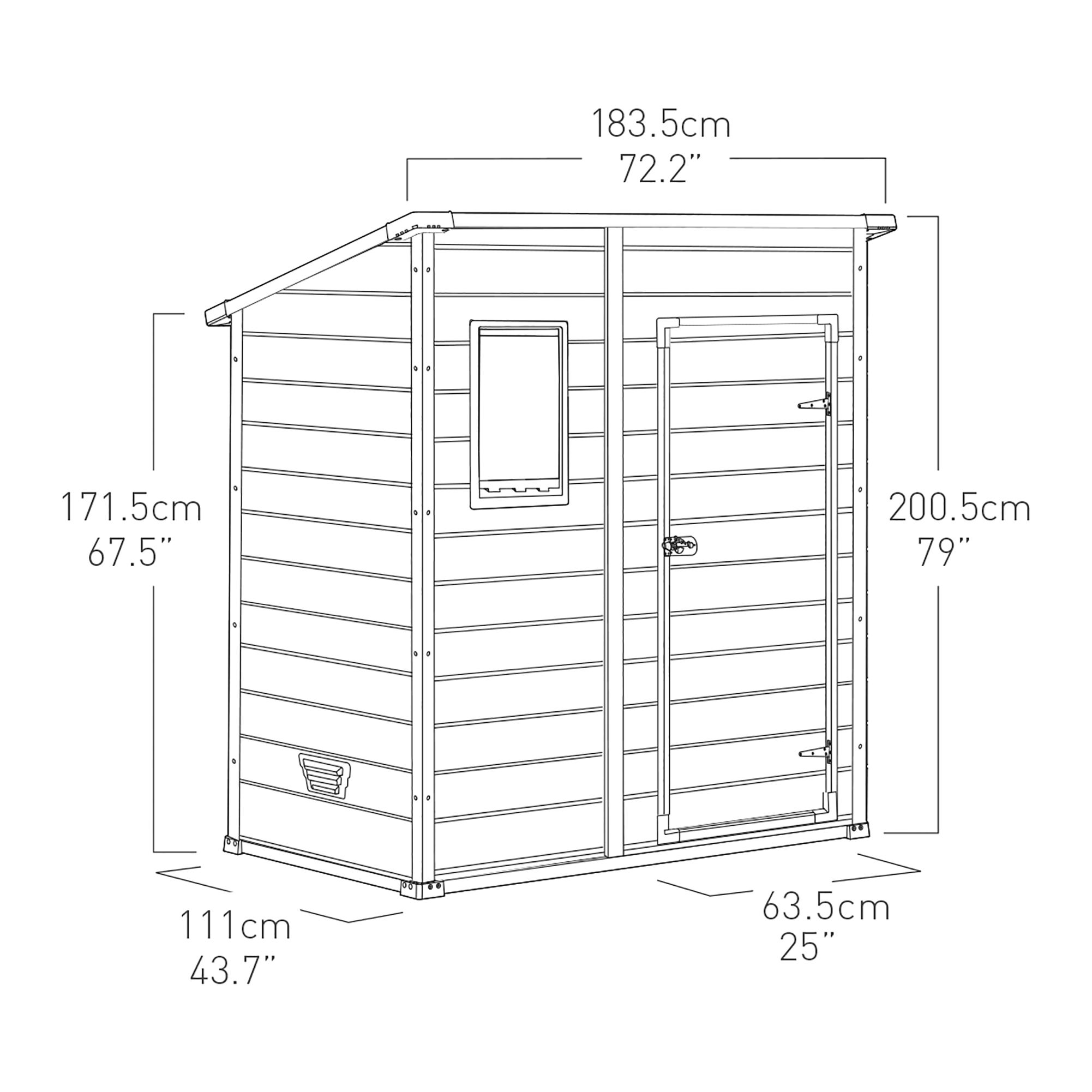 Klikstrom Senner 6x4 ft Pent Grey Resin Shed with floor & 1 window