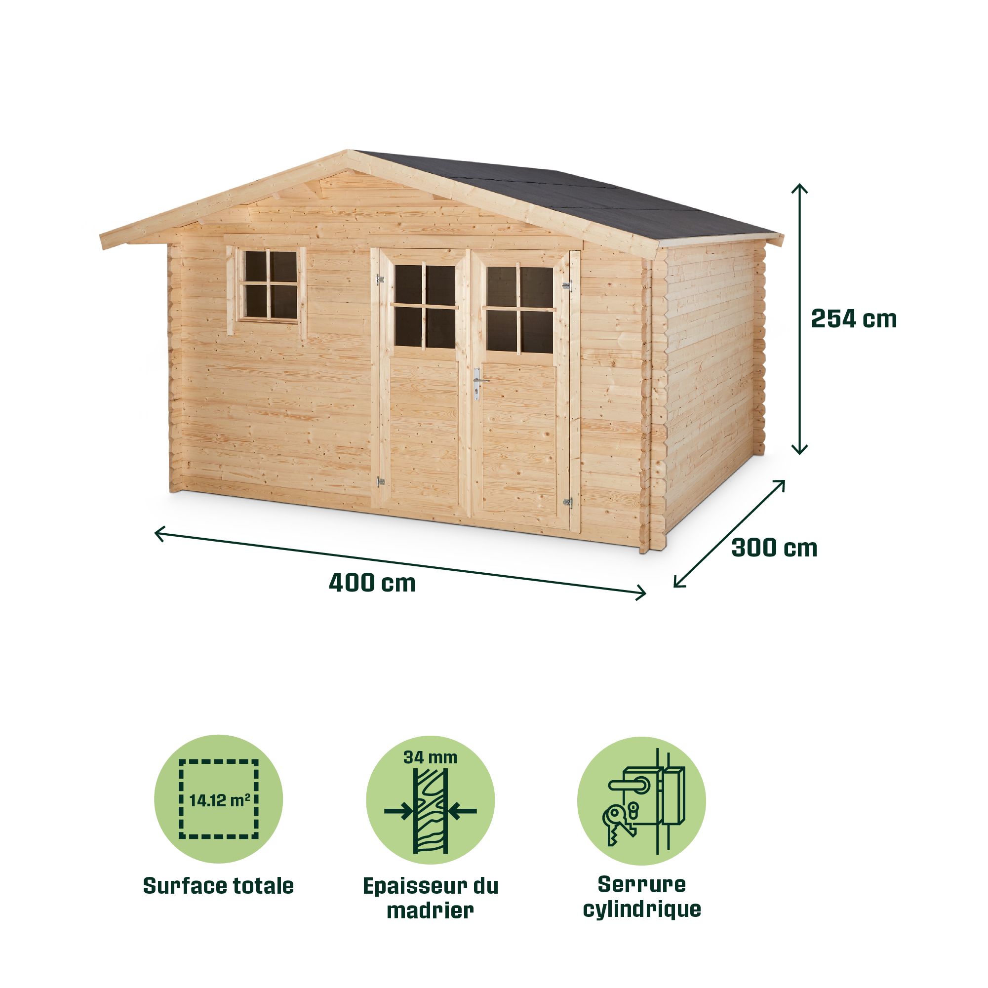 Klikstrom Taman 9x12 ft Apex Wooden 2 door Shed