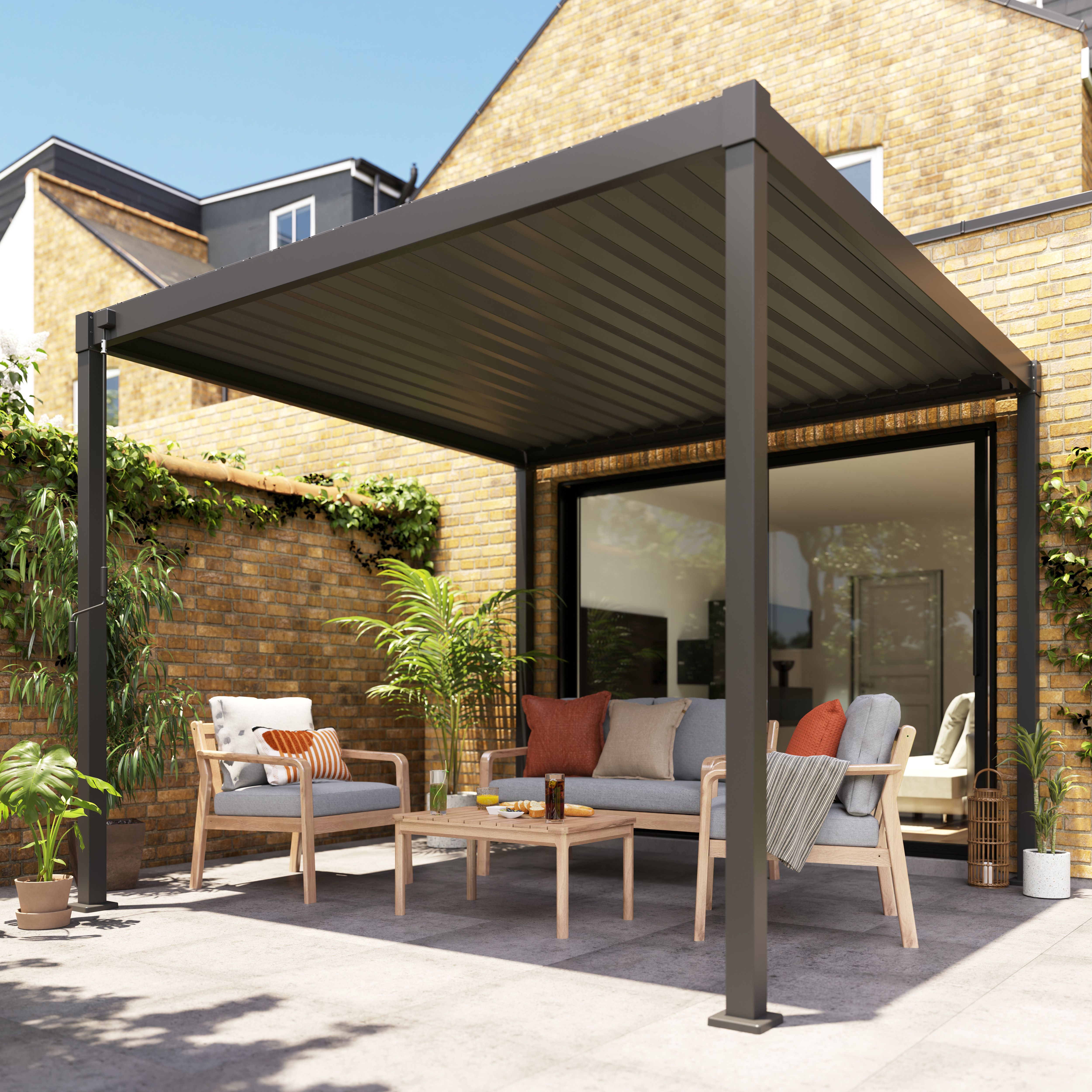 Klikstrom Tehuano Square Pergola, (W)3m x (D)3m x (H)2.4m
