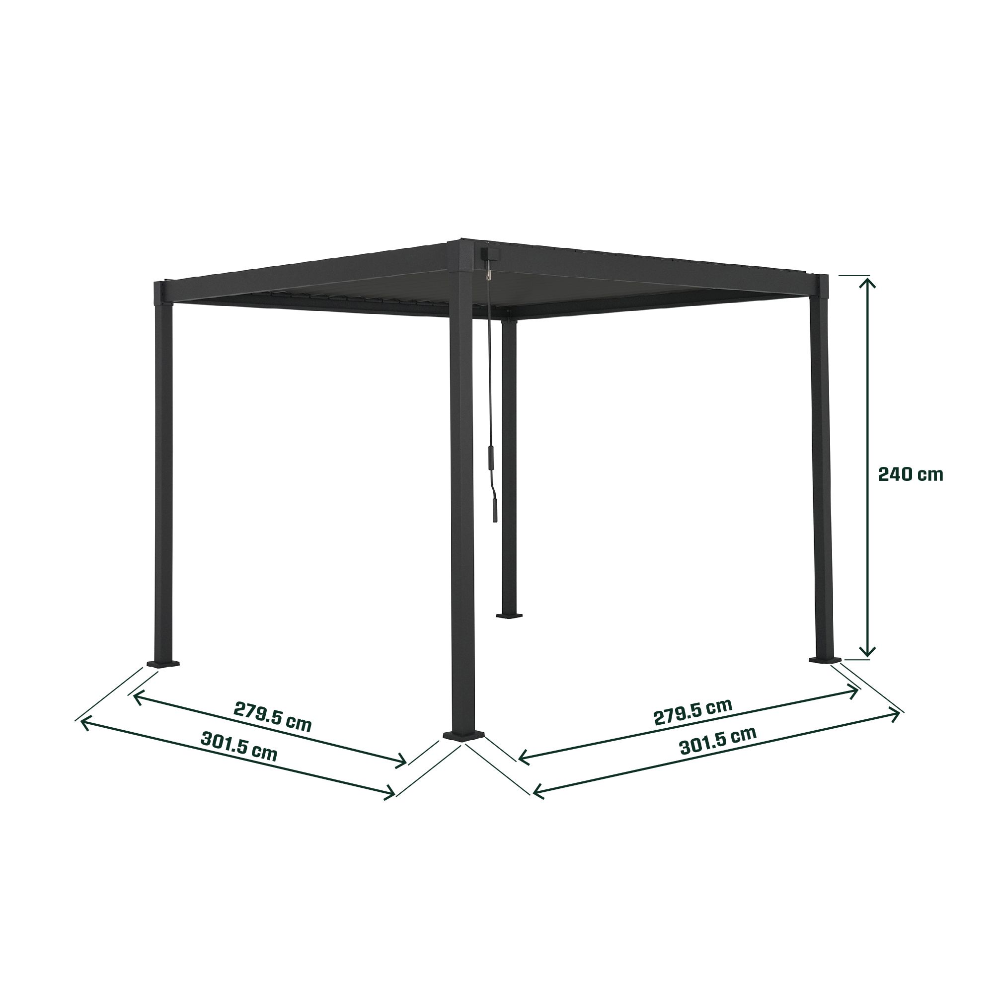 Klikstrom Tehuano Square Pergola, (W)3m x (D)3m x (H)2.4m