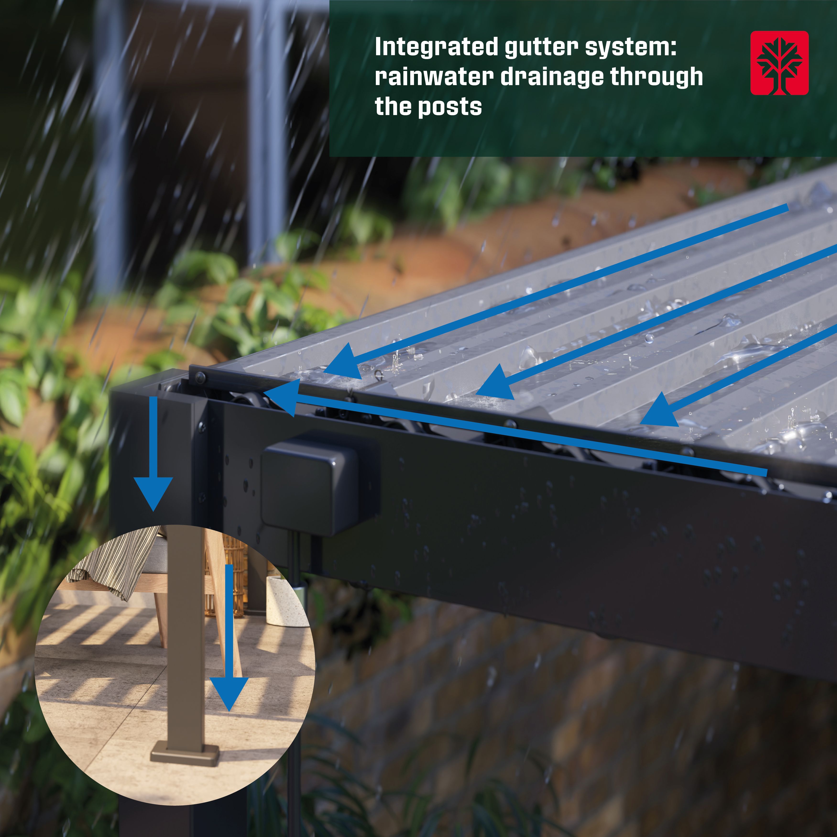 Klikstrom Tehuano Square Pergola, (W)3m x (D)3m x (H)2.4m