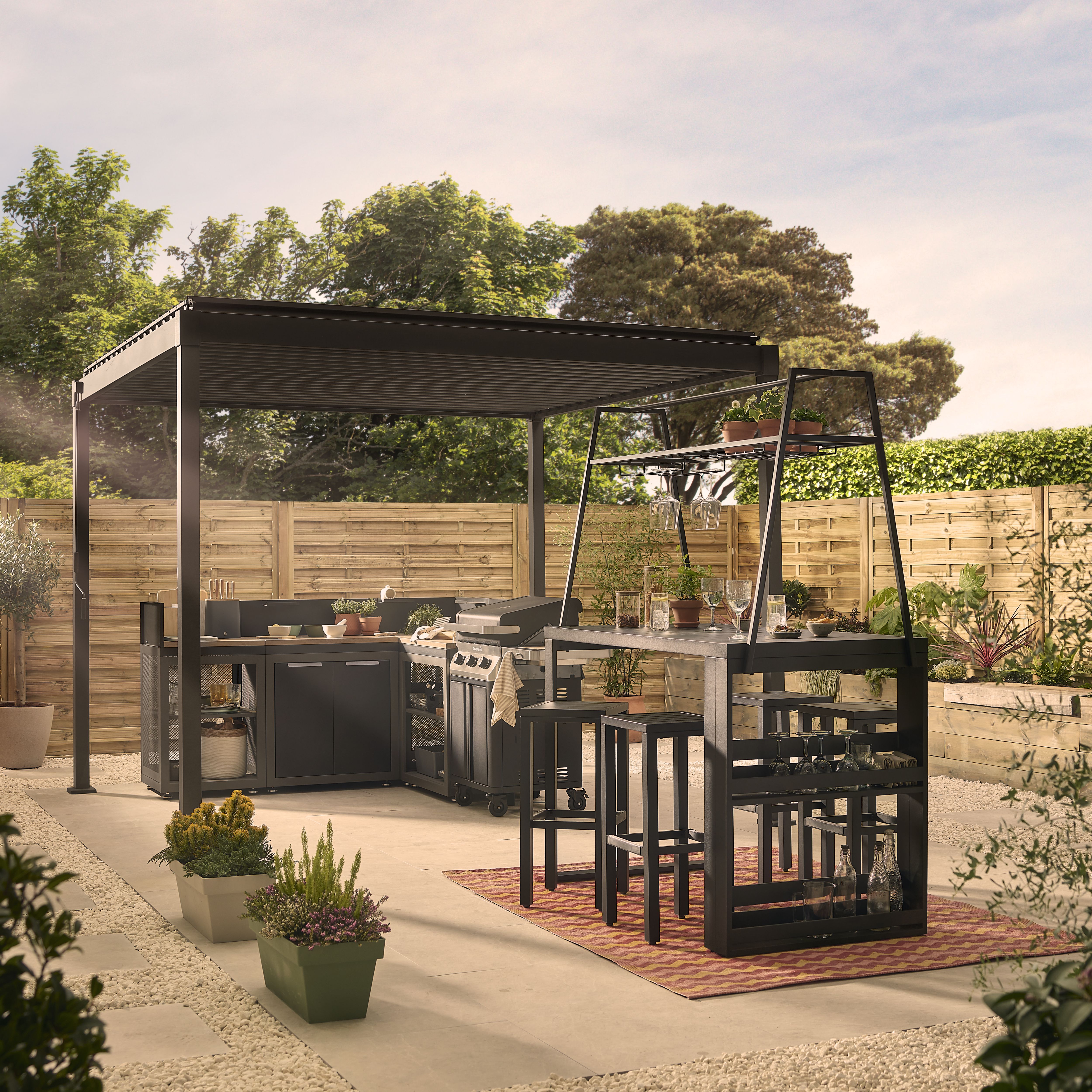 Klikstrom Tehuano Square Pergola, (W)3m x (D)3m x (H)2.4m