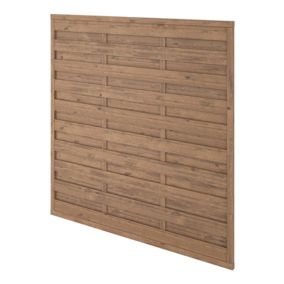 Klikstrom Tiama Contemporary Pressure treated 6ft Brown Wooden Fence panel (W)1.8m (H)1.8m