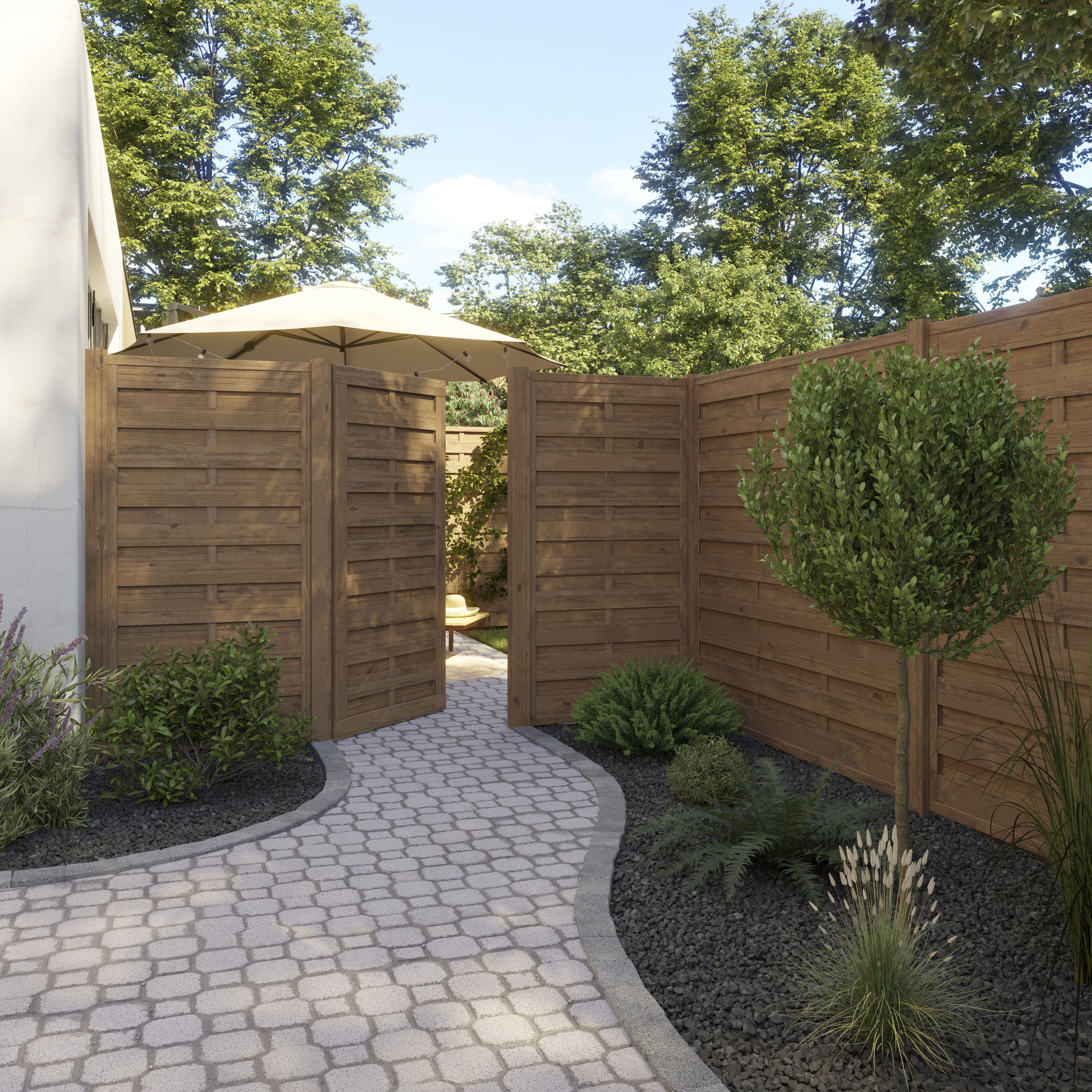 Klikstrom Tiama Pine Horizontal slats Gate, (H)1.8m (W)0.9m