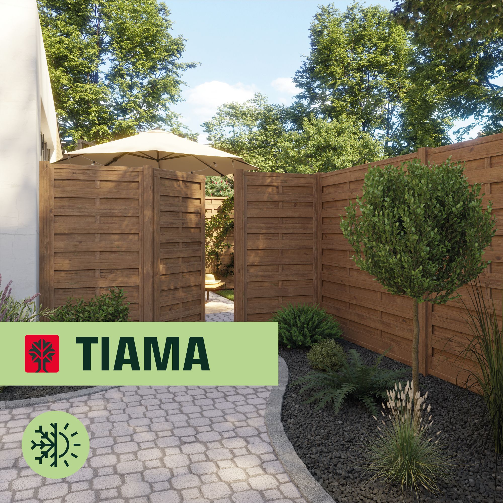 Klikstrom Tiama Pine Horizontal slats Gate, (H)1.8m (W)0.9m
