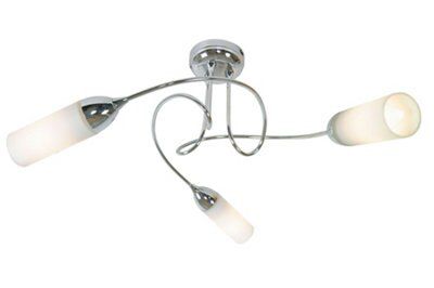 Klute Loop arm Brushed Glass & metal Chrome effect 3 Lamp Ceiling light
