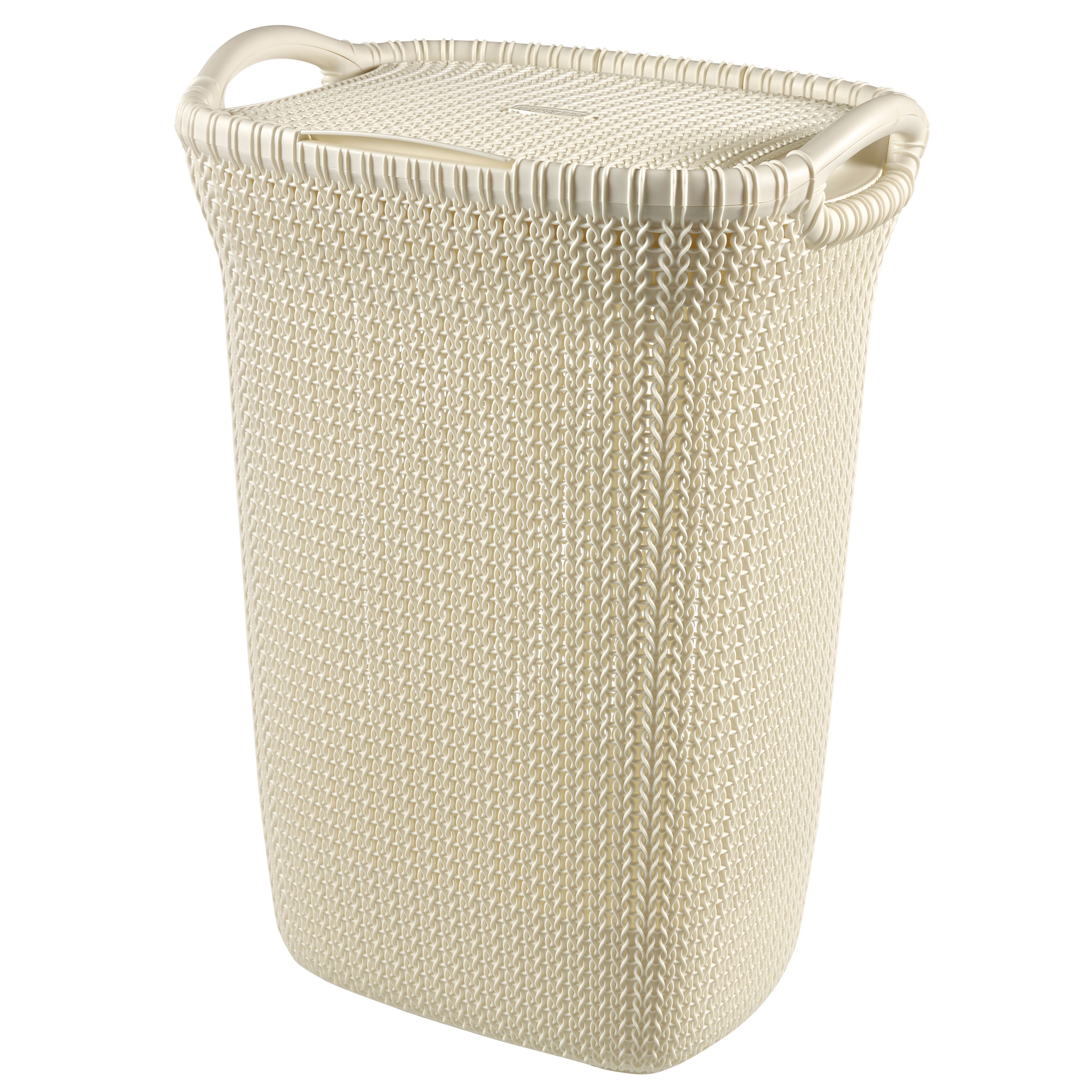 Knit collection White 57L Plastic Storage basket (H)610mm (W)450mm ...