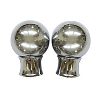 Knole Chrome effect Iron Ball Curtain pole finial (Dia)28mm, Pack of 2