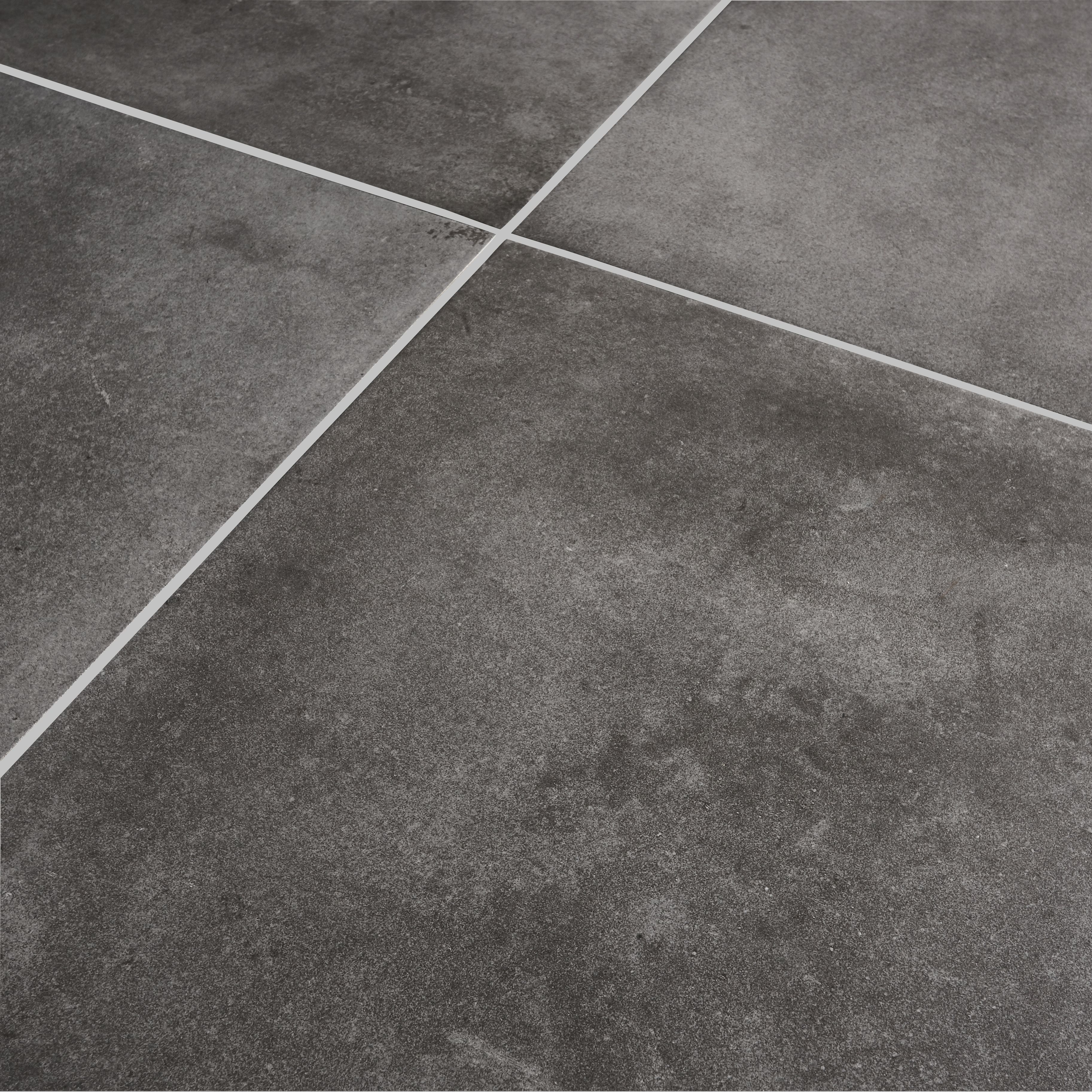 Konkrete Anthracite Matt Concrete effect Porcelain Indoor Wall & floor tile, Pack of 4, (L)616mm (W)616mm
