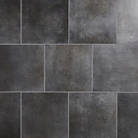 Konkrete Anthracite Matt Modern Concrete effect Porcelain Wall & floor Tile, Pack of 10, (L)426mm (W)426mm