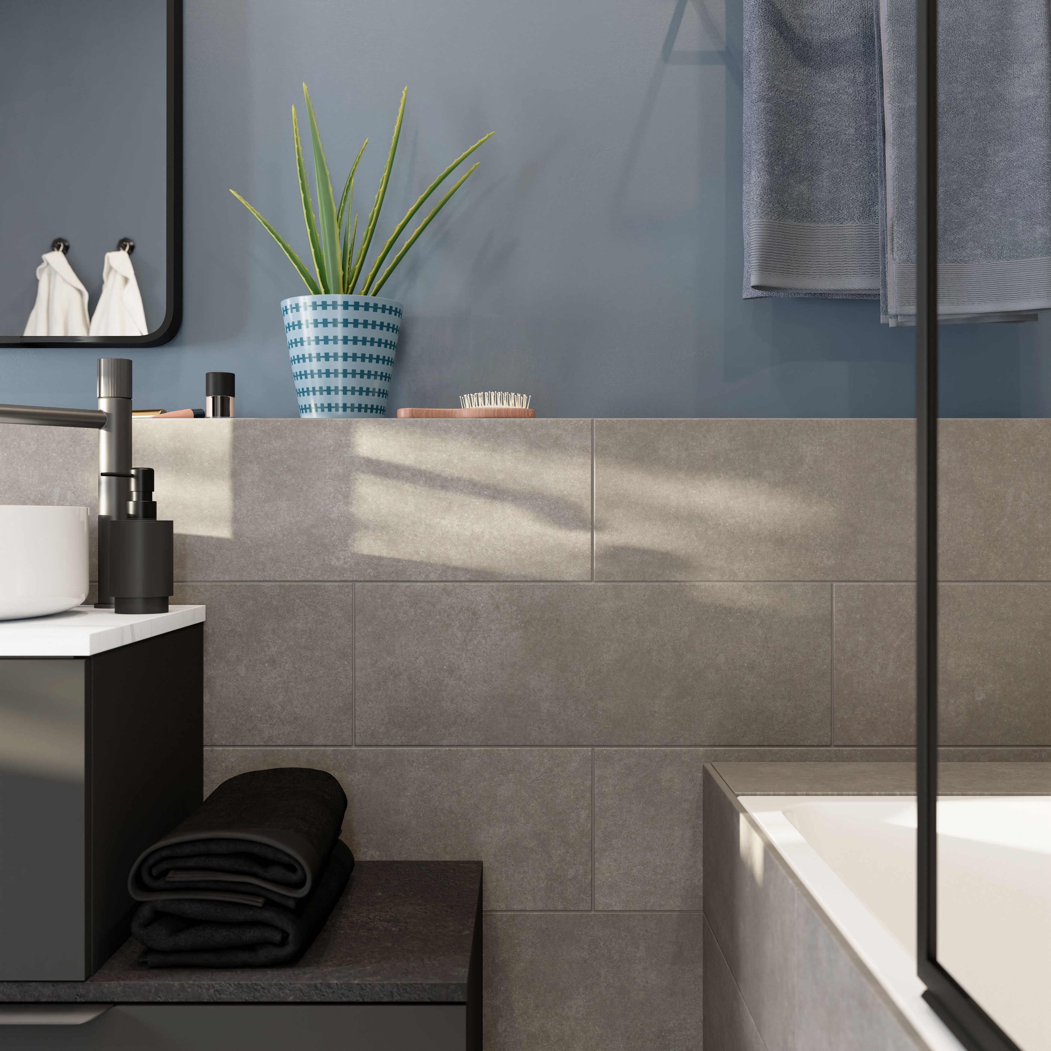 Konkrete Anthracite Matt Structured Concrete effect Embossed Ceramic ...