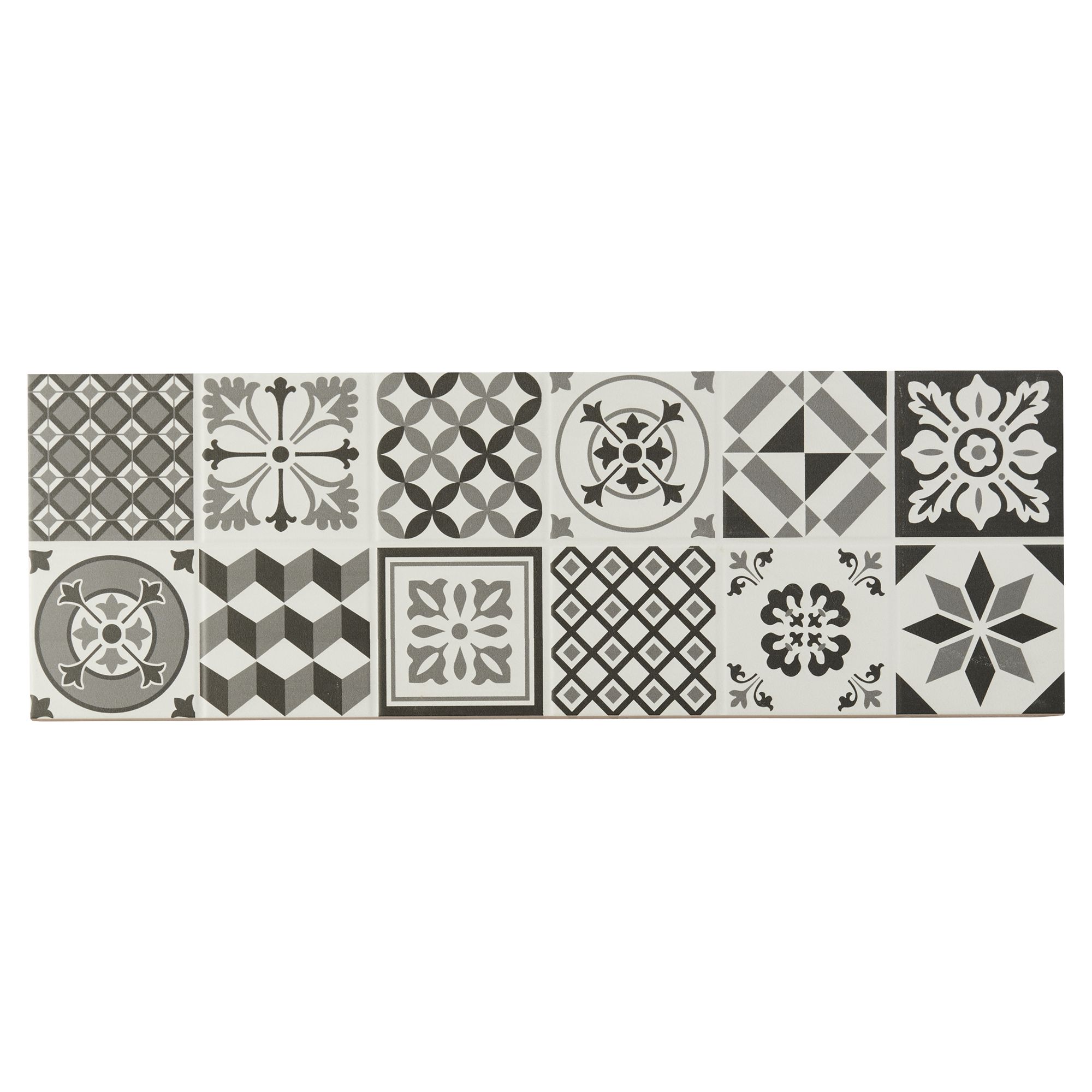 Konkrete Black & white Matt Concrete effect Ceramic Indoor Wall Tile, Pack of 12, (L)600mm (W)200mm