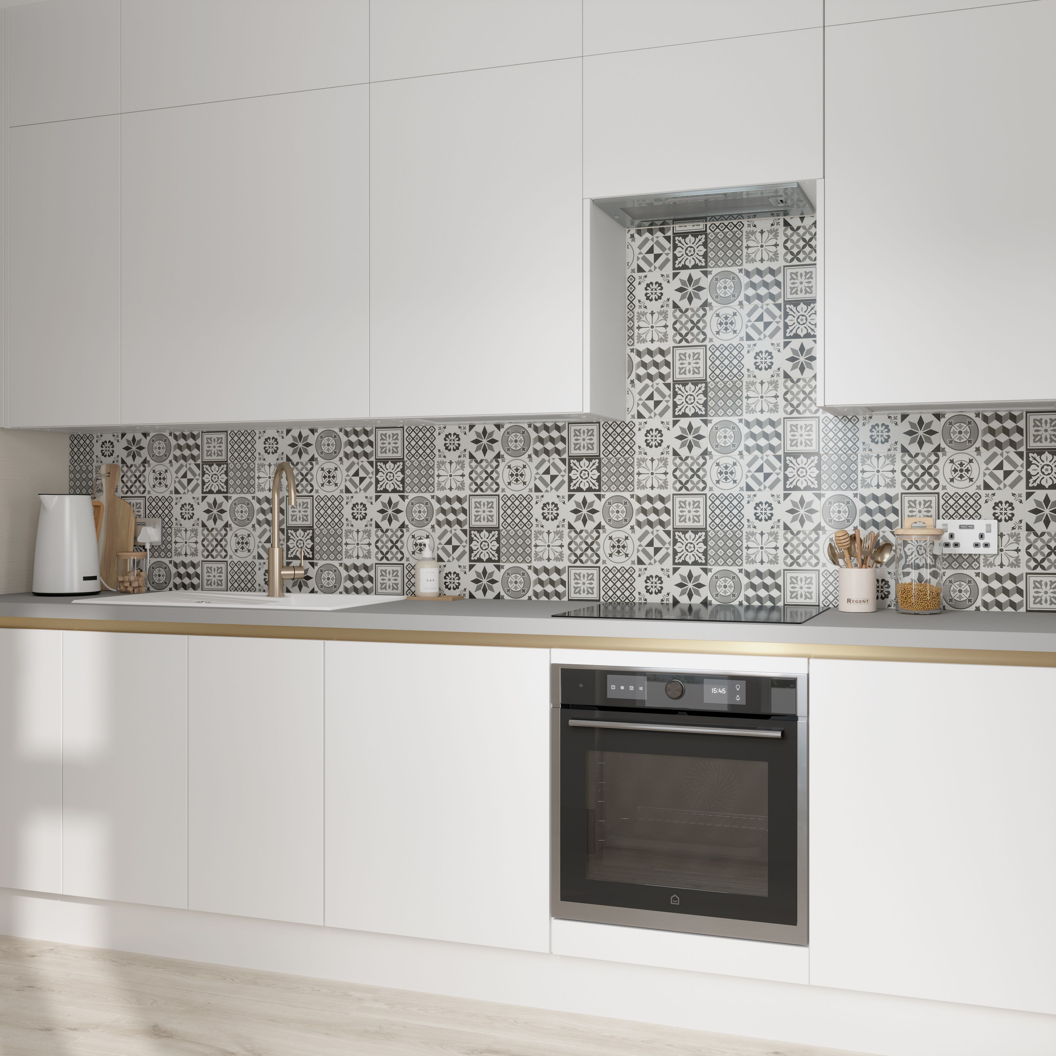 Konkrete Black & white Matt Concrete effect Ceramic Indoor Wall Tile, Pack of 12, (L)600mm (W)200mm