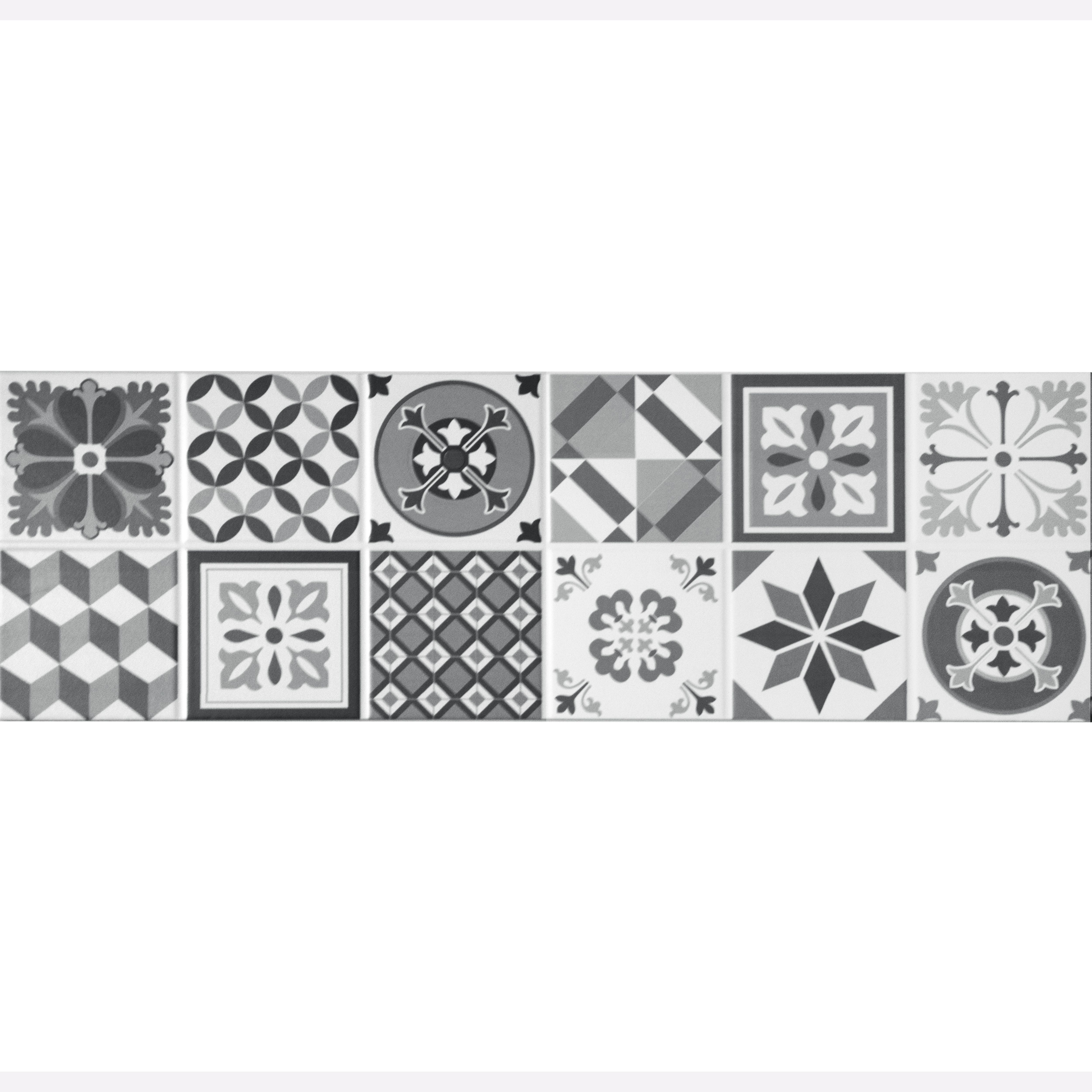 Konkrete Black & white Matt Patterned Ceramic Indoor Wall Tile Sample