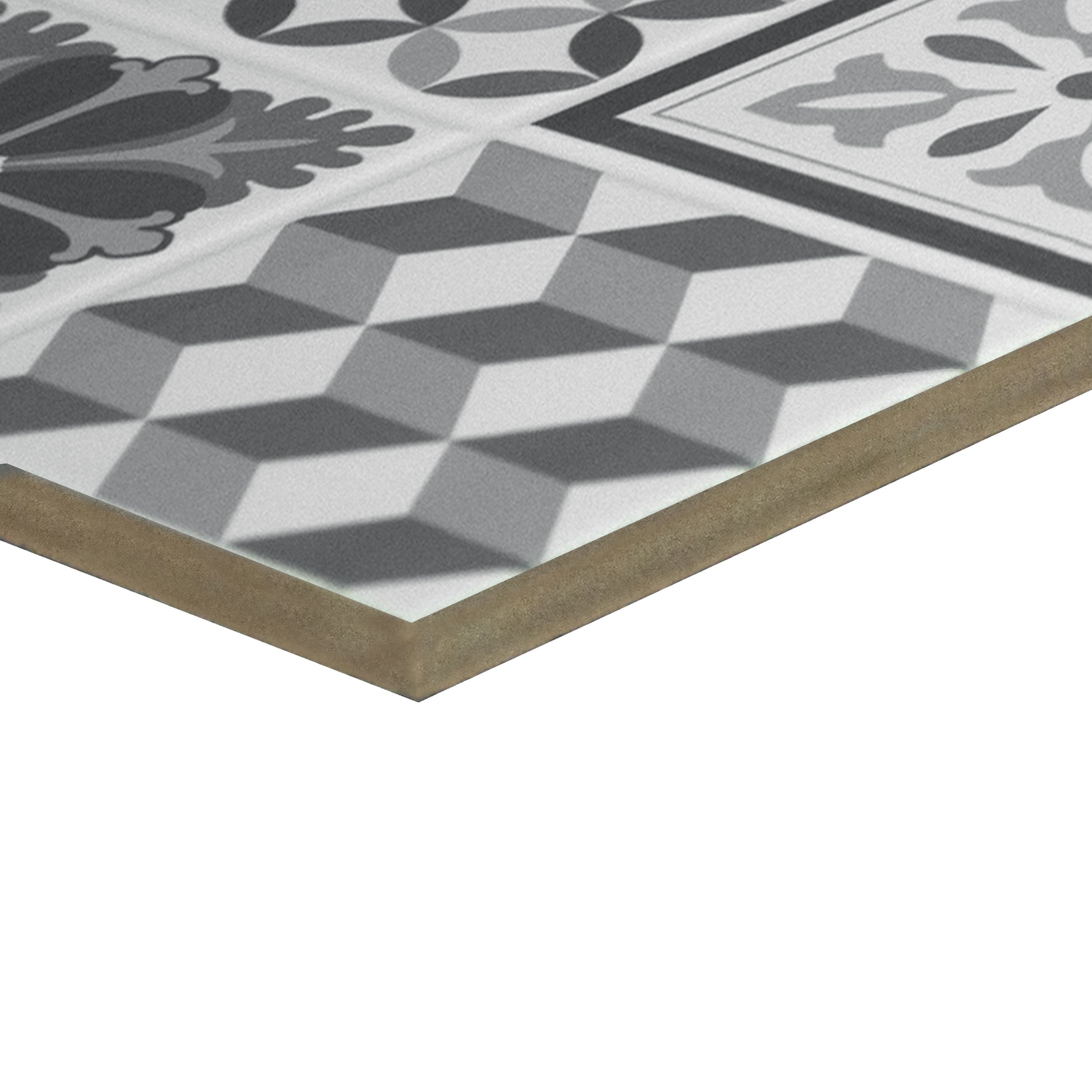 Konkrete Black & white Matt Patterned Ceramic Indoor Wall Tile Sample